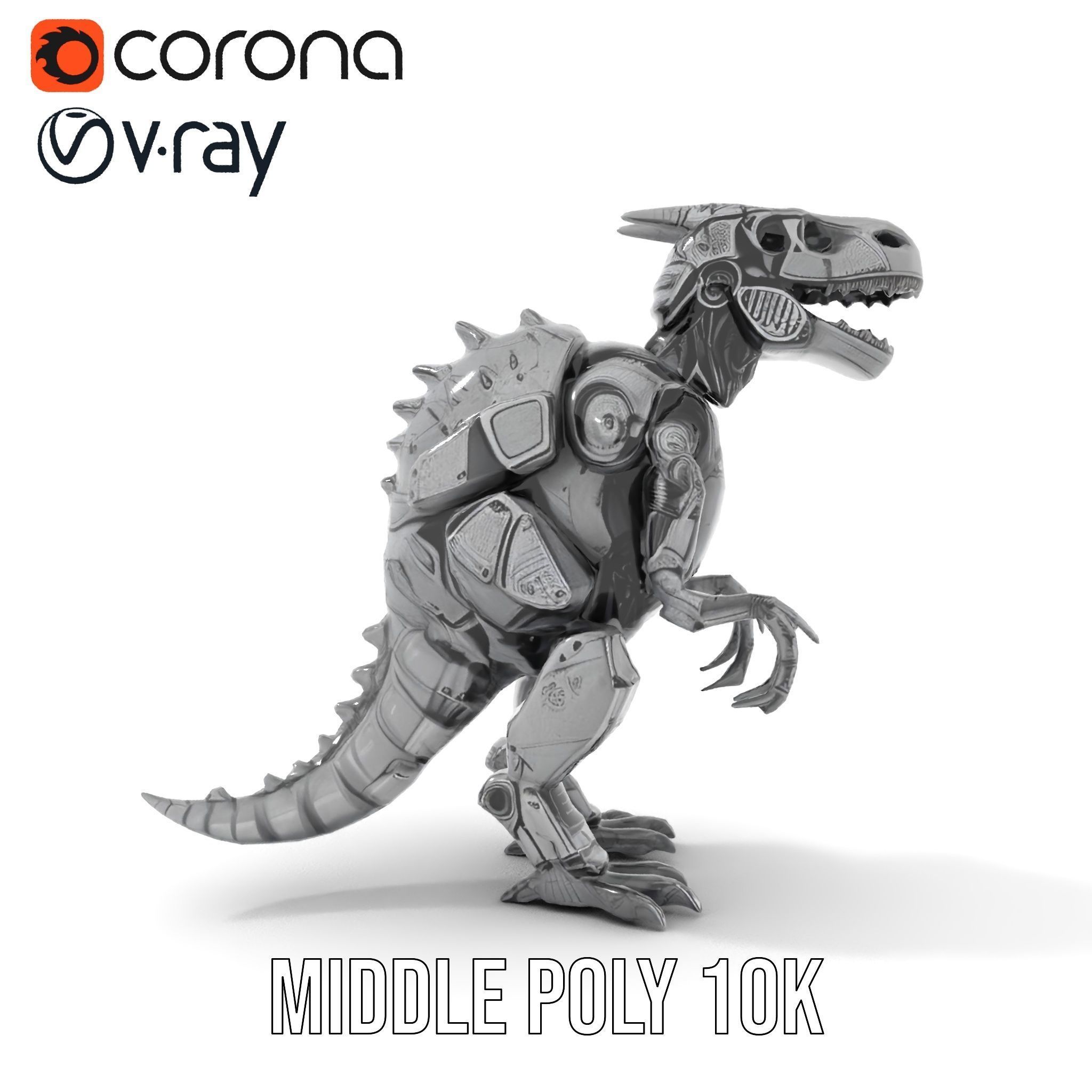 Futuristic Robotic Dinosaur Model Pack Low-poly 3D model_21
