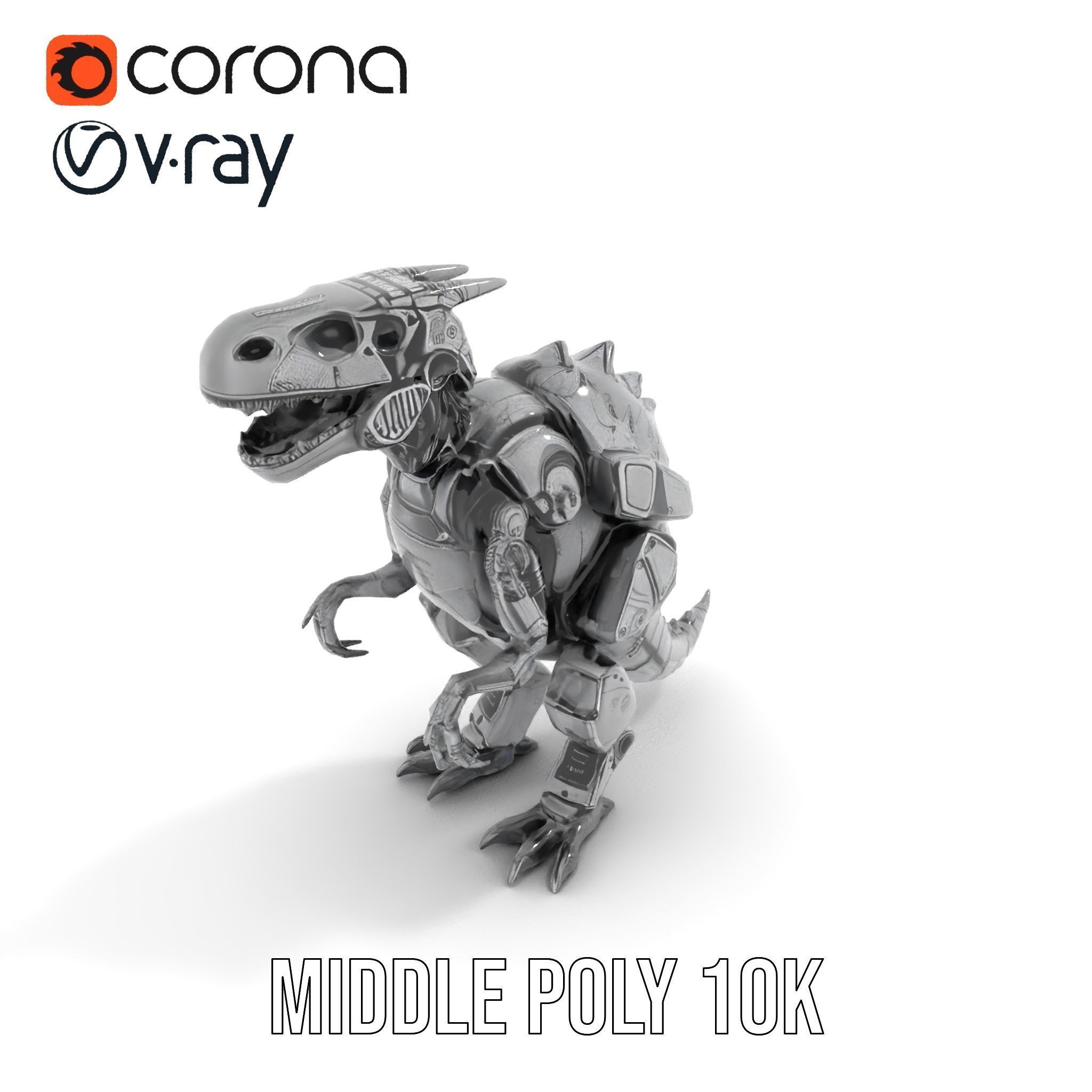 Futuristic Robotic Dinosaur Model Pack Low-poly 3D model_15