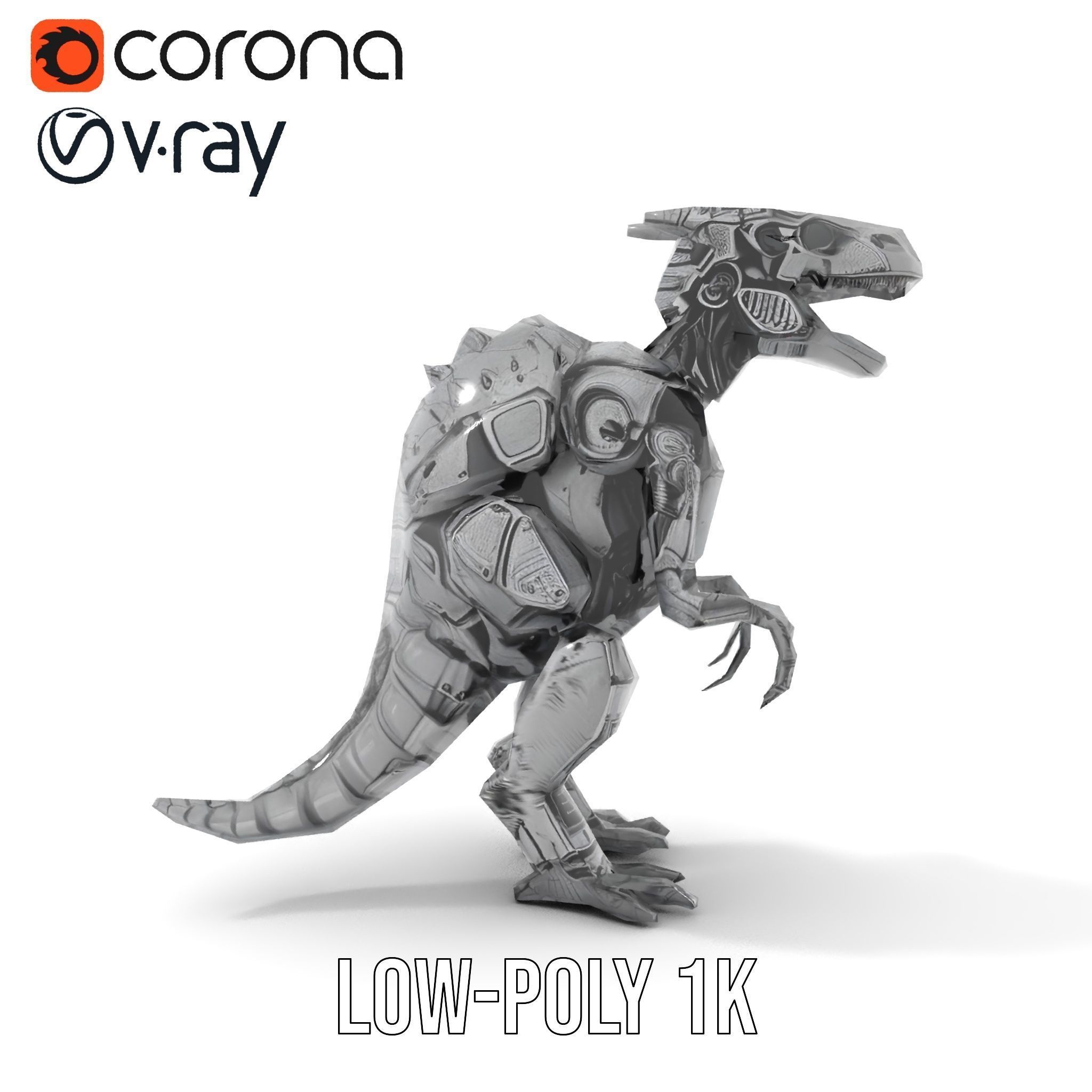 Futuristic Robotic Dinosaur Model Pack Low-poly 3D model_12