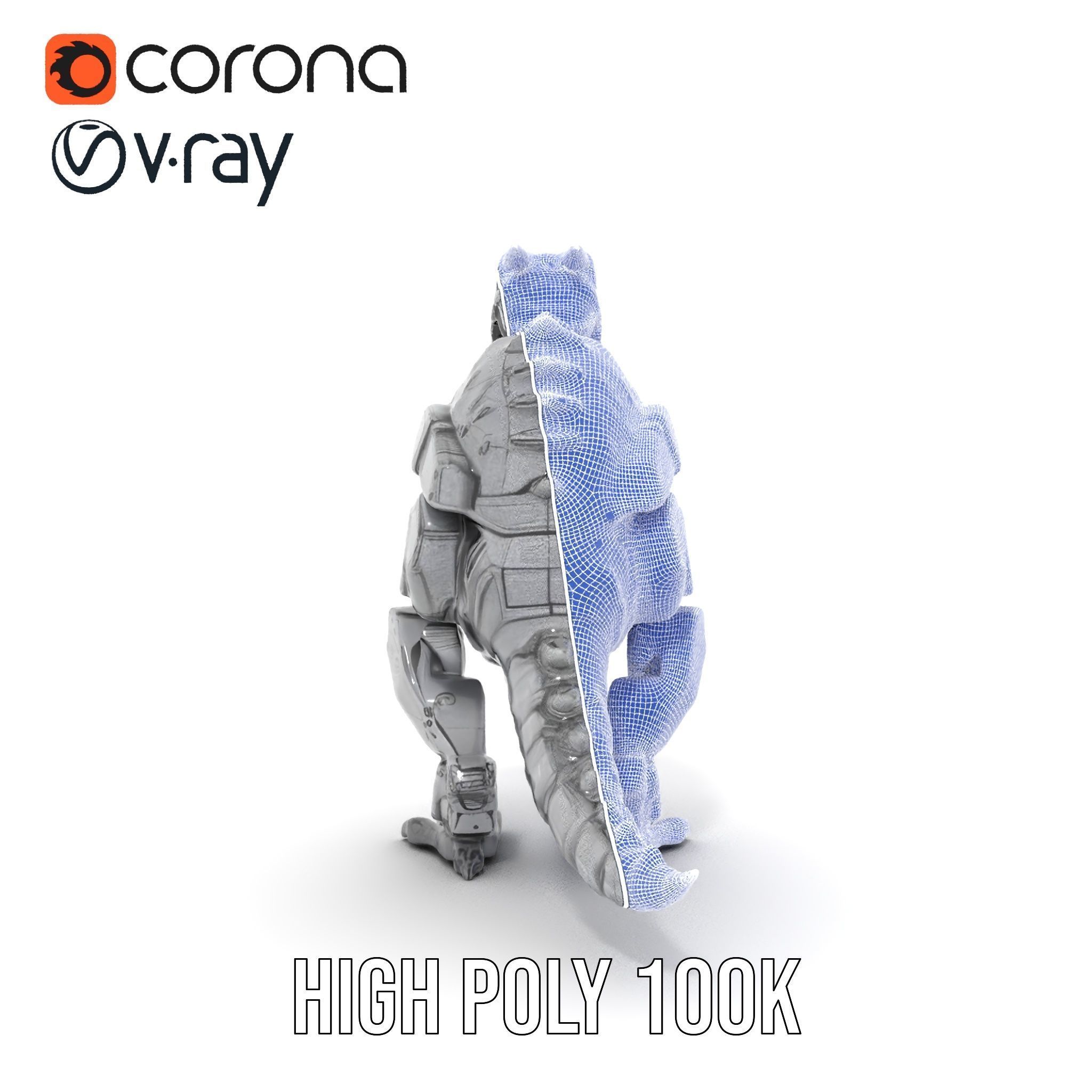 Futuristic Robotic Dinosaur Model Pack Low-poly 3D model_33