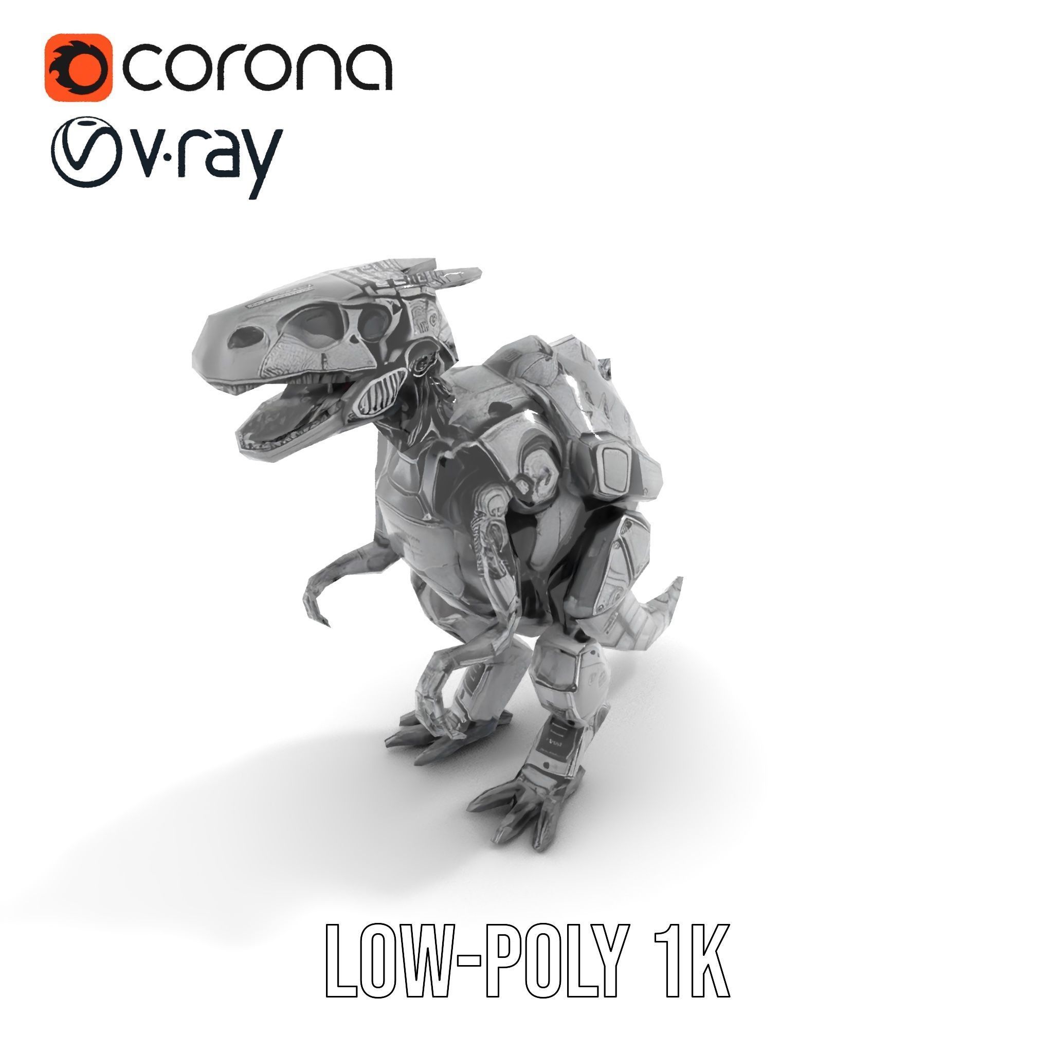 Futuristic Robotic Dinosaur Model Pack Low-poly 3D model_9