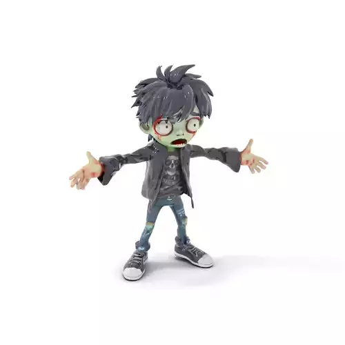 Zombie Punk Rigged and Animated D Character Model