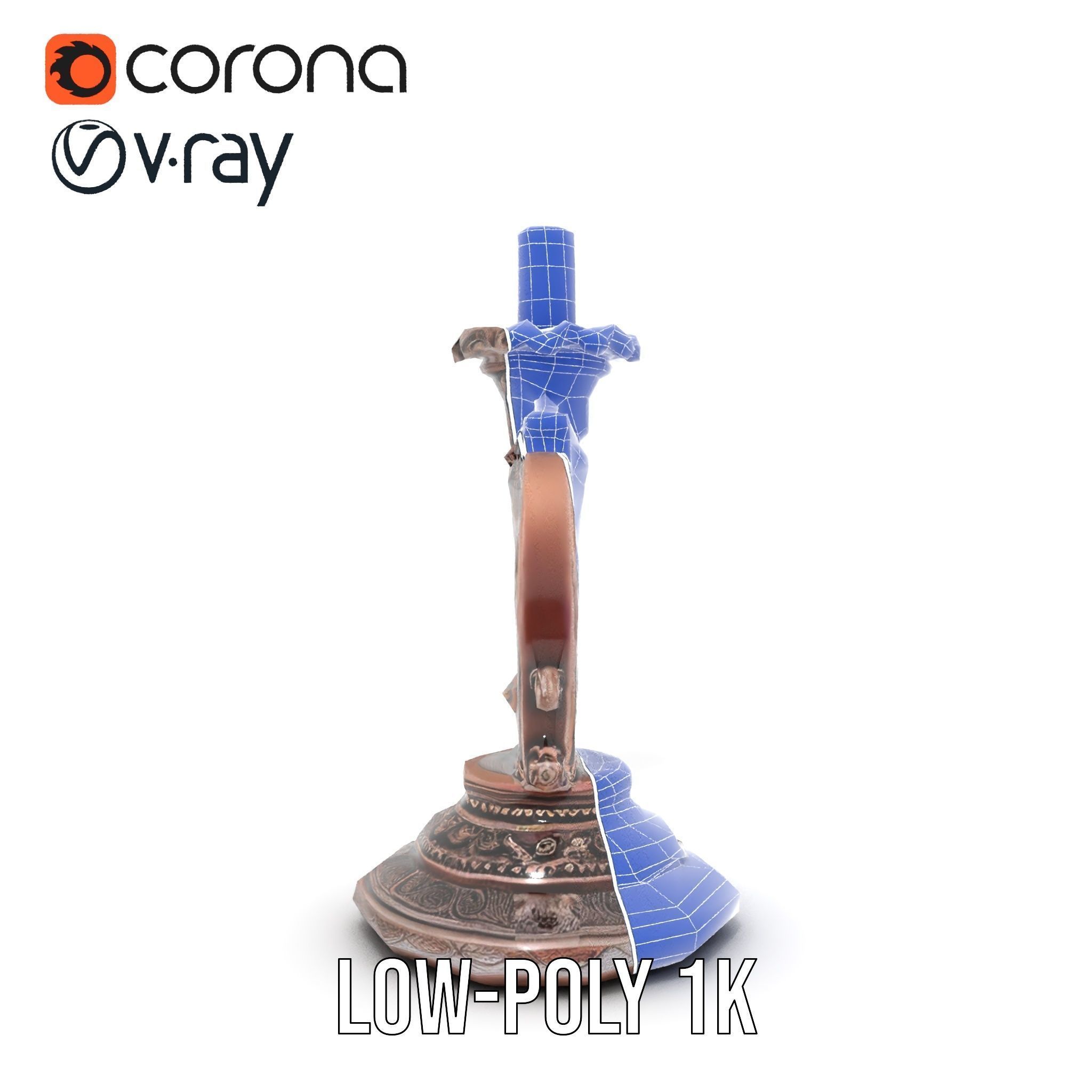 Ornate Candleholder D Model Pack Low-poly 3D model_28