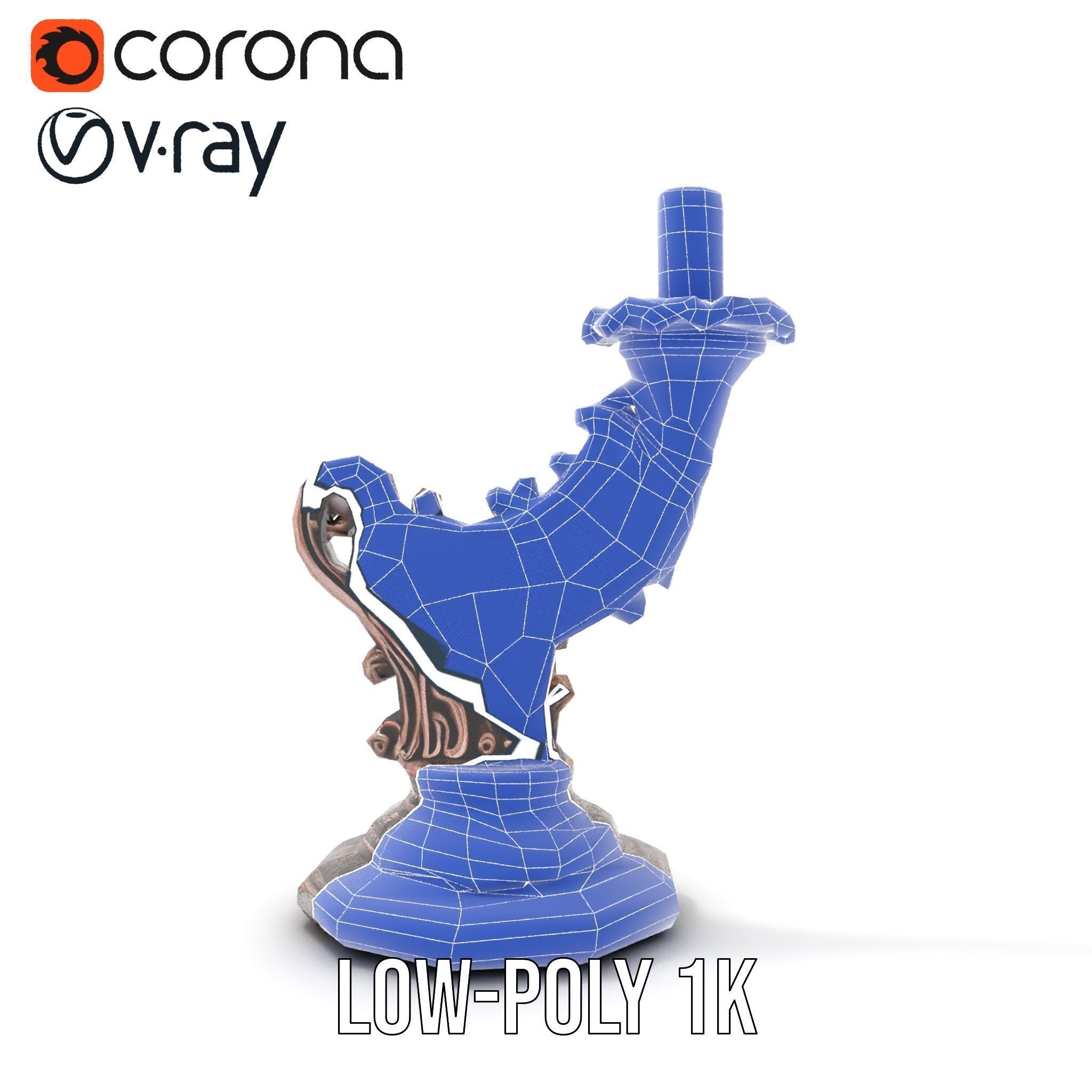 Ornate Candleholder D Model Pack Low-poly 3D model_31