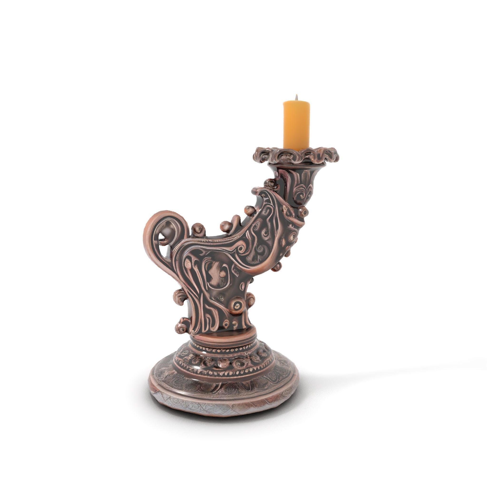Ornate Candleholder D Model Pack Low-poly 3D model_14