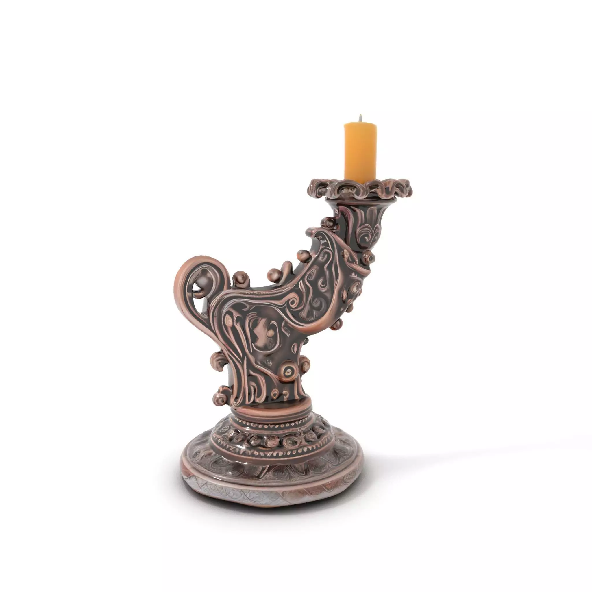 Ornate Candleholder D Model Pack Low-poly 3D model_0