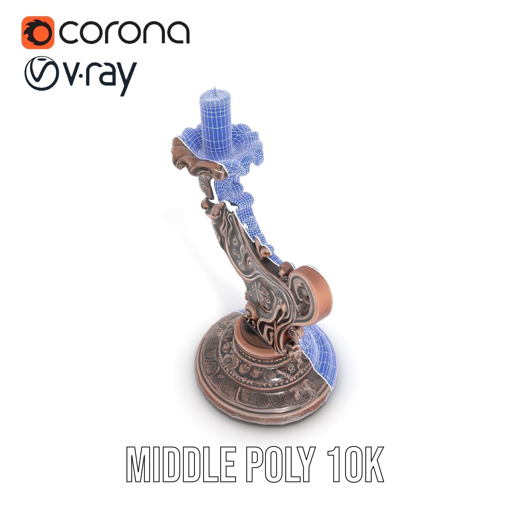 Ornate Candleholder D Model Pack Low-poly 3D model_22