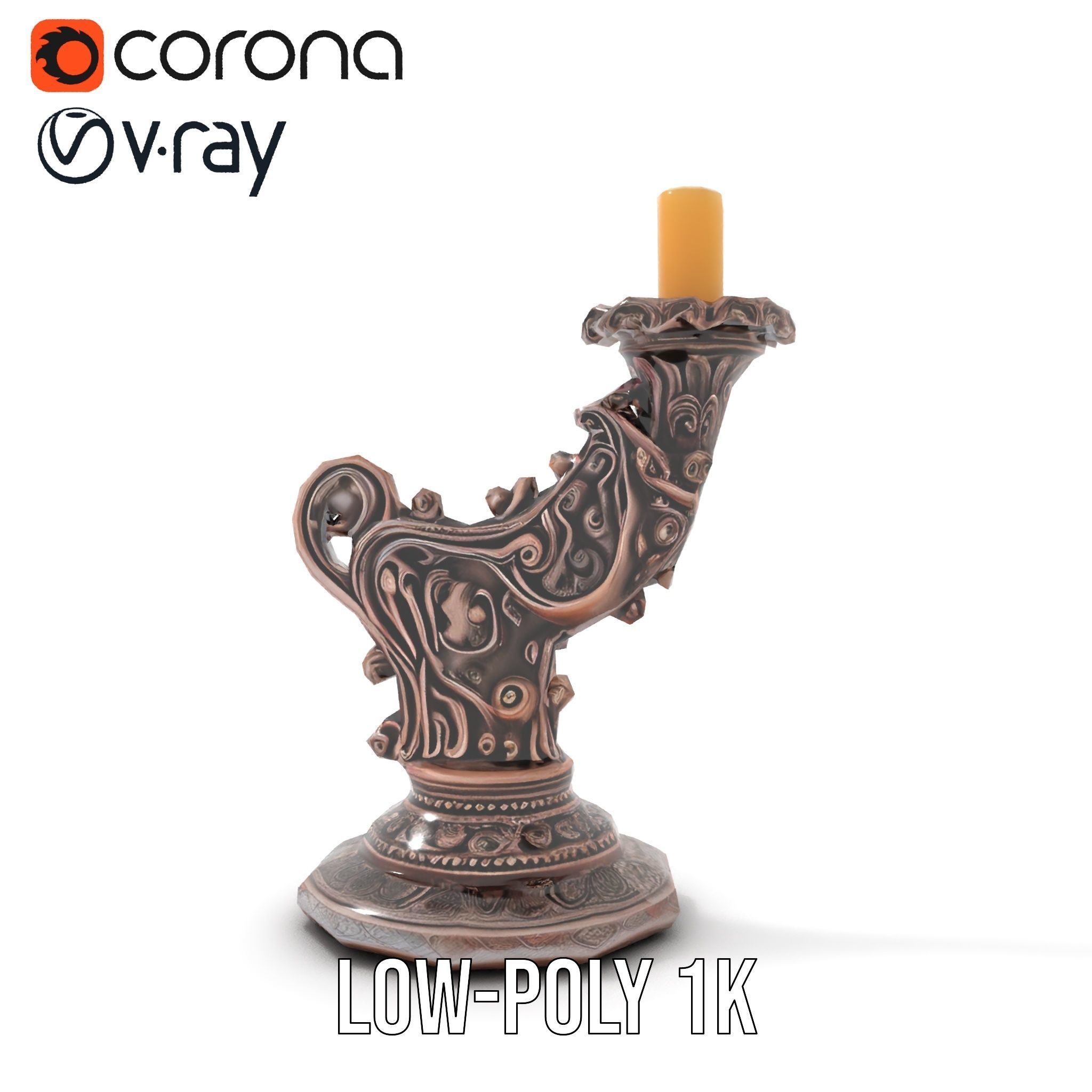 Ornate Candleholder D Model Pack Low-poly 3D model_23