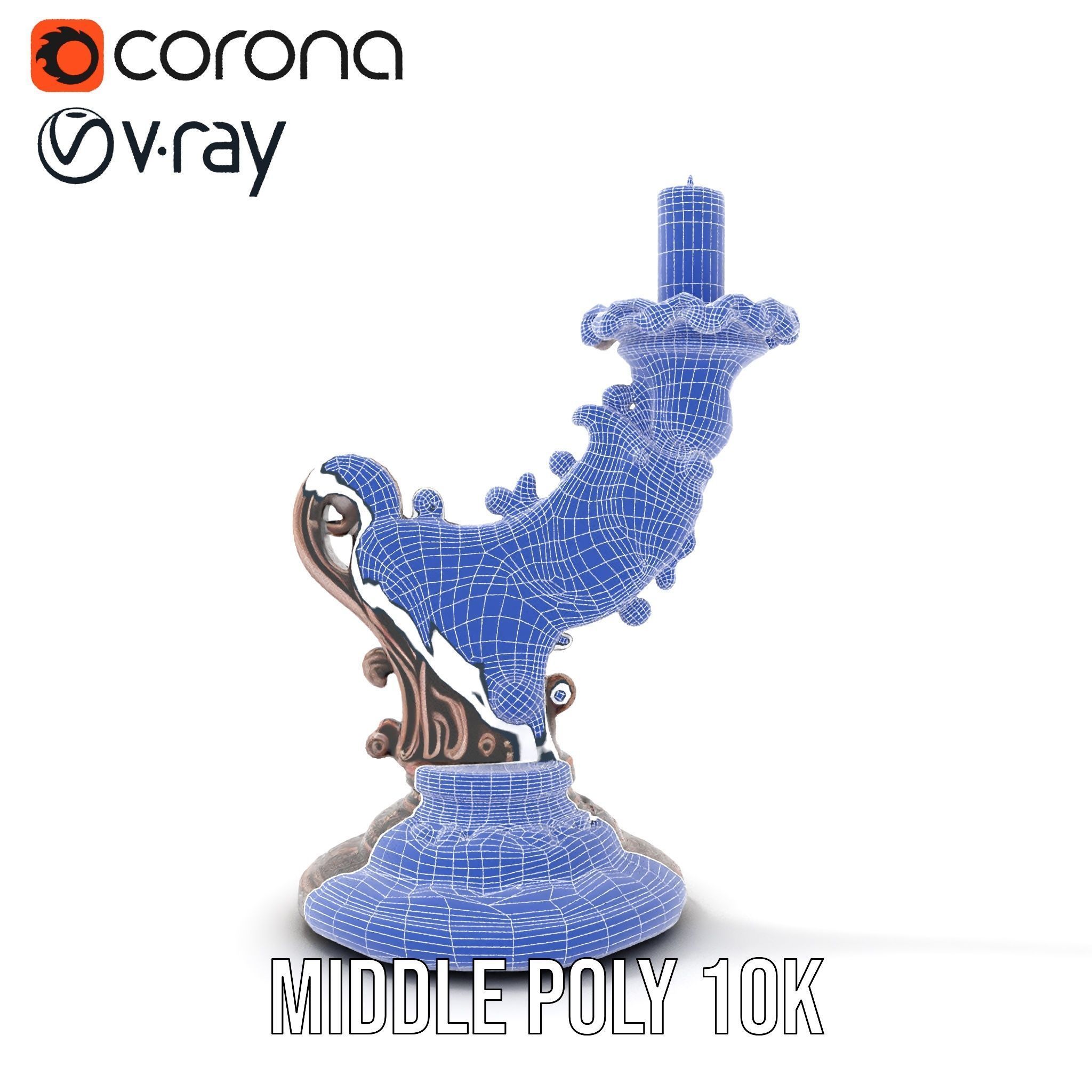Ornate Candleholder D Model Pack Low-poly 3D model_27