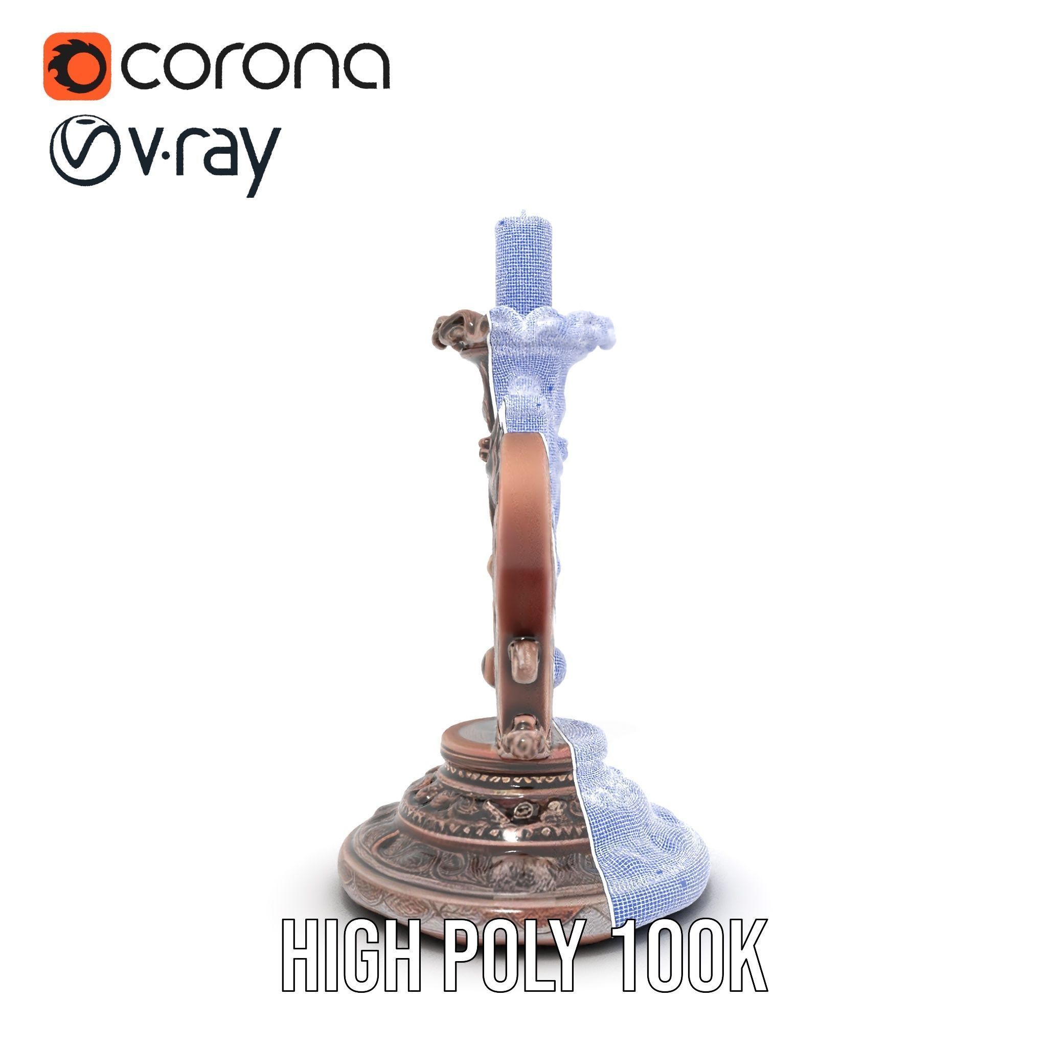 Ornate Candleholder D Model Pack Low-poly 3D model_35