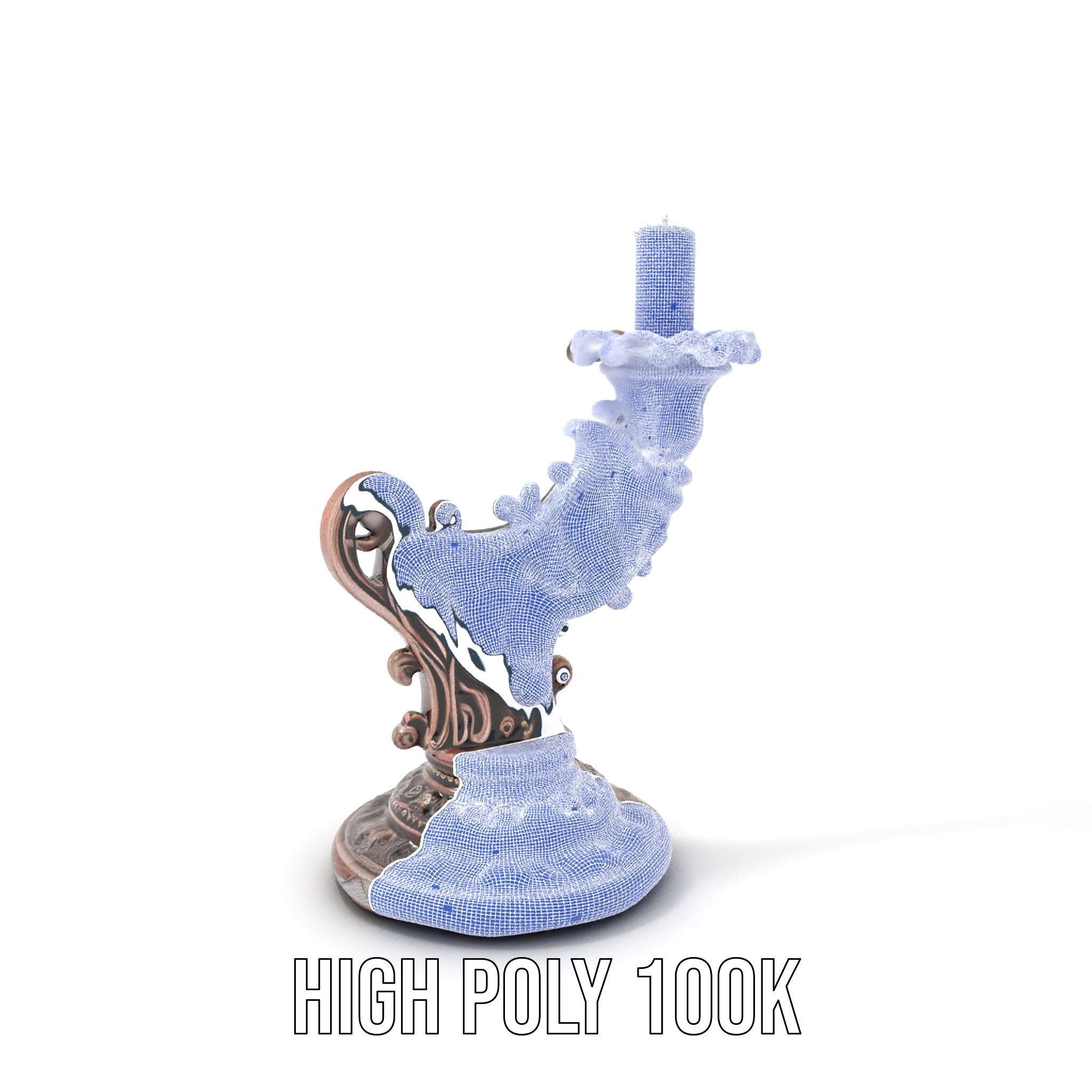 Ornate Candleholder D Model Pack Low-poly 3D model_5