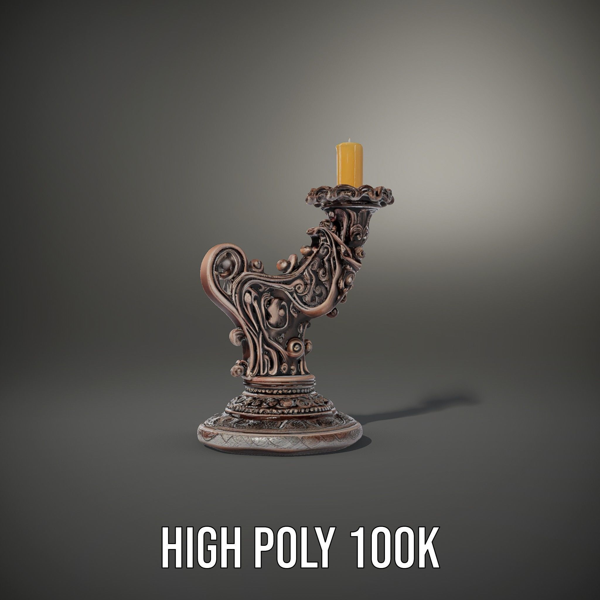 Ornate Candleholder D Model Pack Low-poly 3D model_13