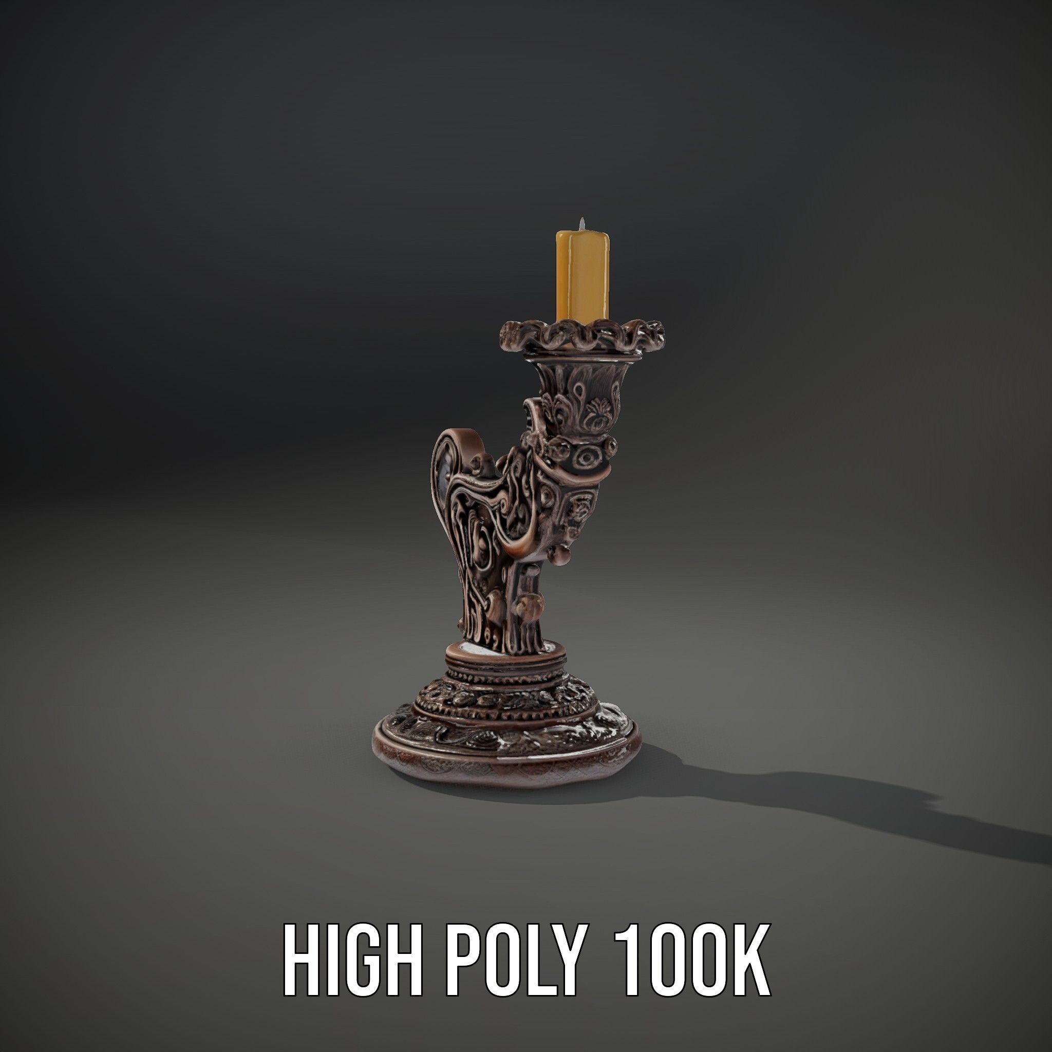 Ornate Candleholder D Model Pack Low-poly 3D model_9