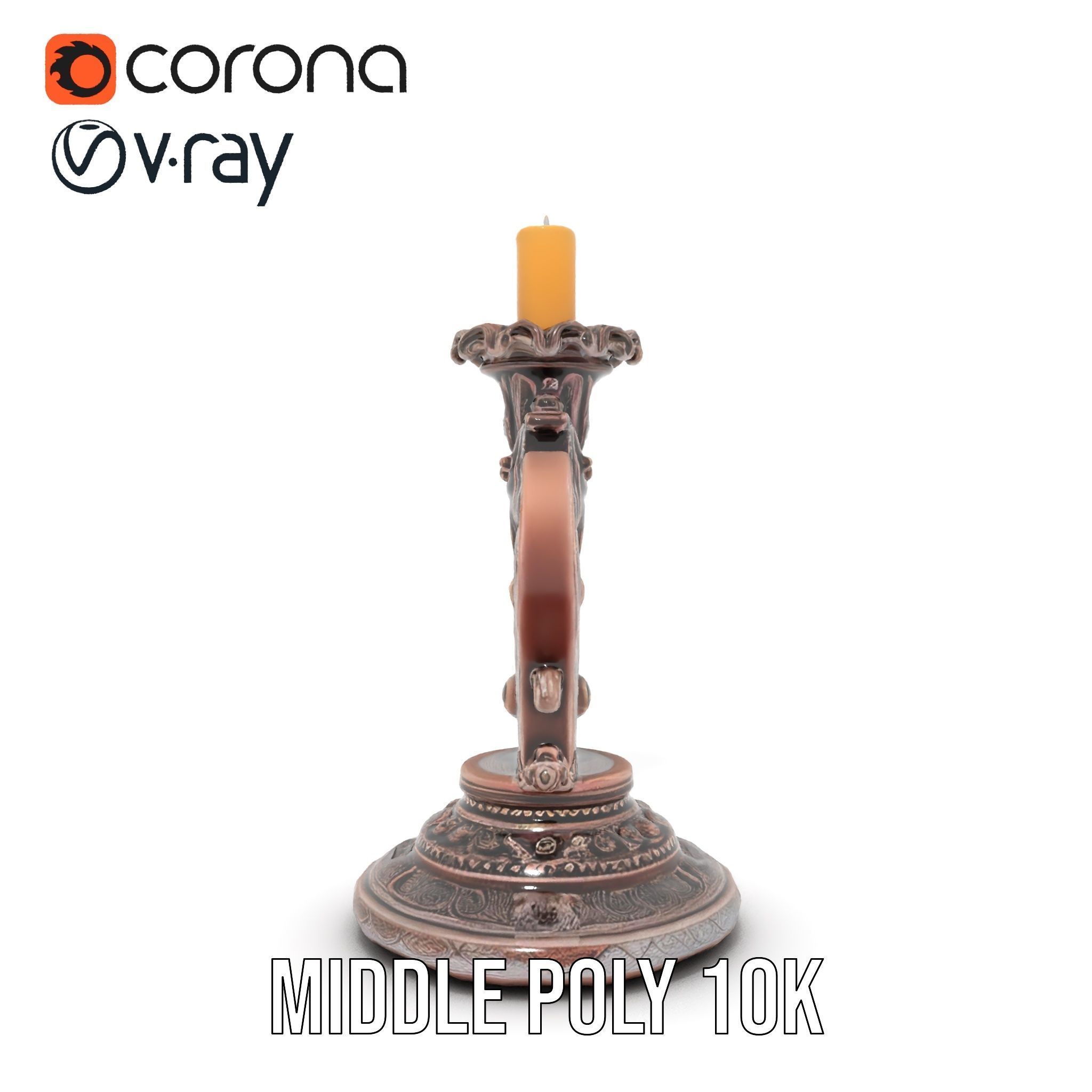 Ornate Candleholder D Model Pack Low-poly 3D model_11