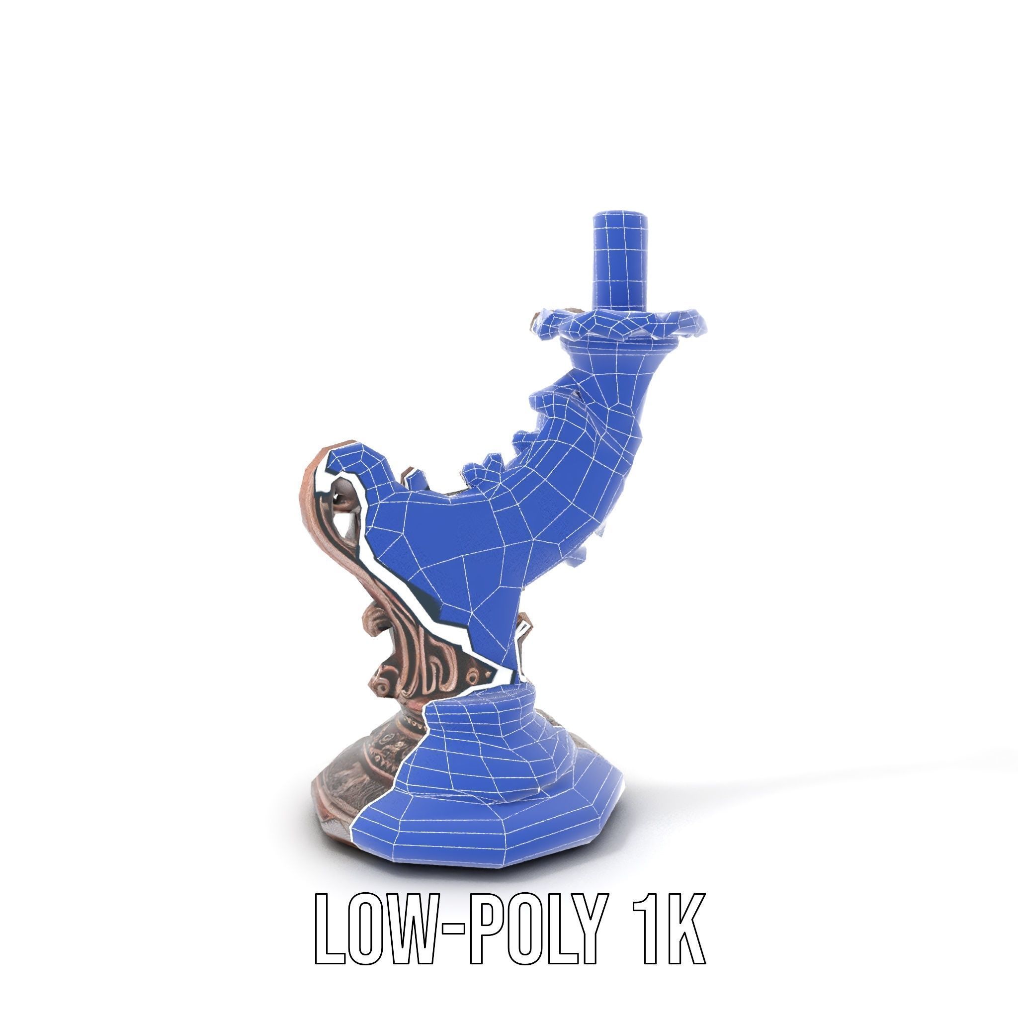 Ornate Candleholder D Model Pack Low-poly 3D model_12