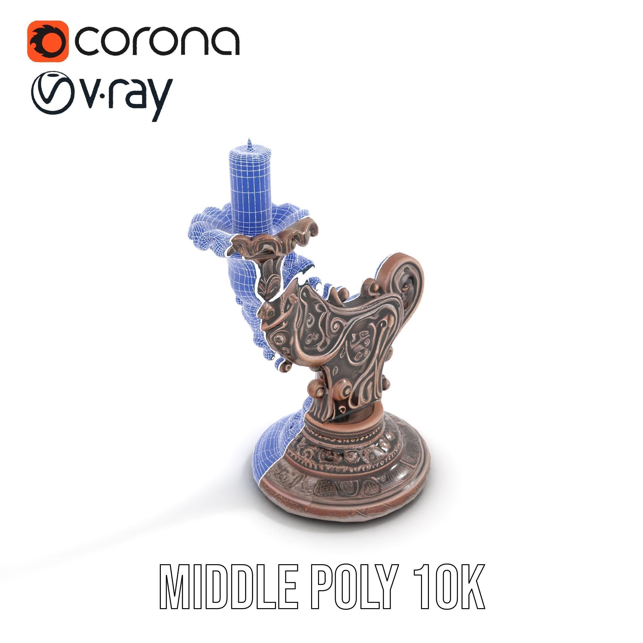Ornate Candleholder D Model Pack Low-poly 3D model_24