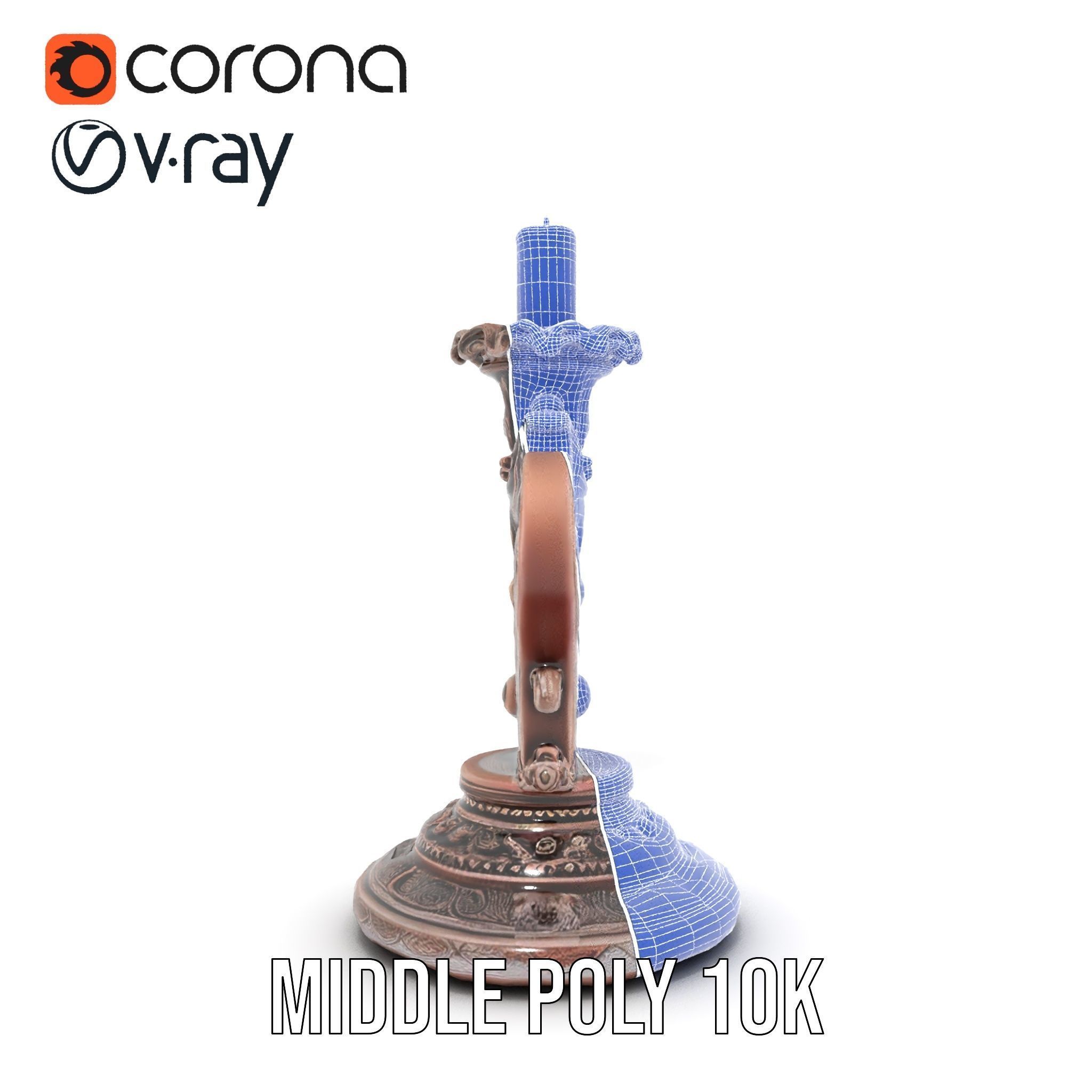 Ornate Candleholder D Model Pack Low-poly 3D model_30