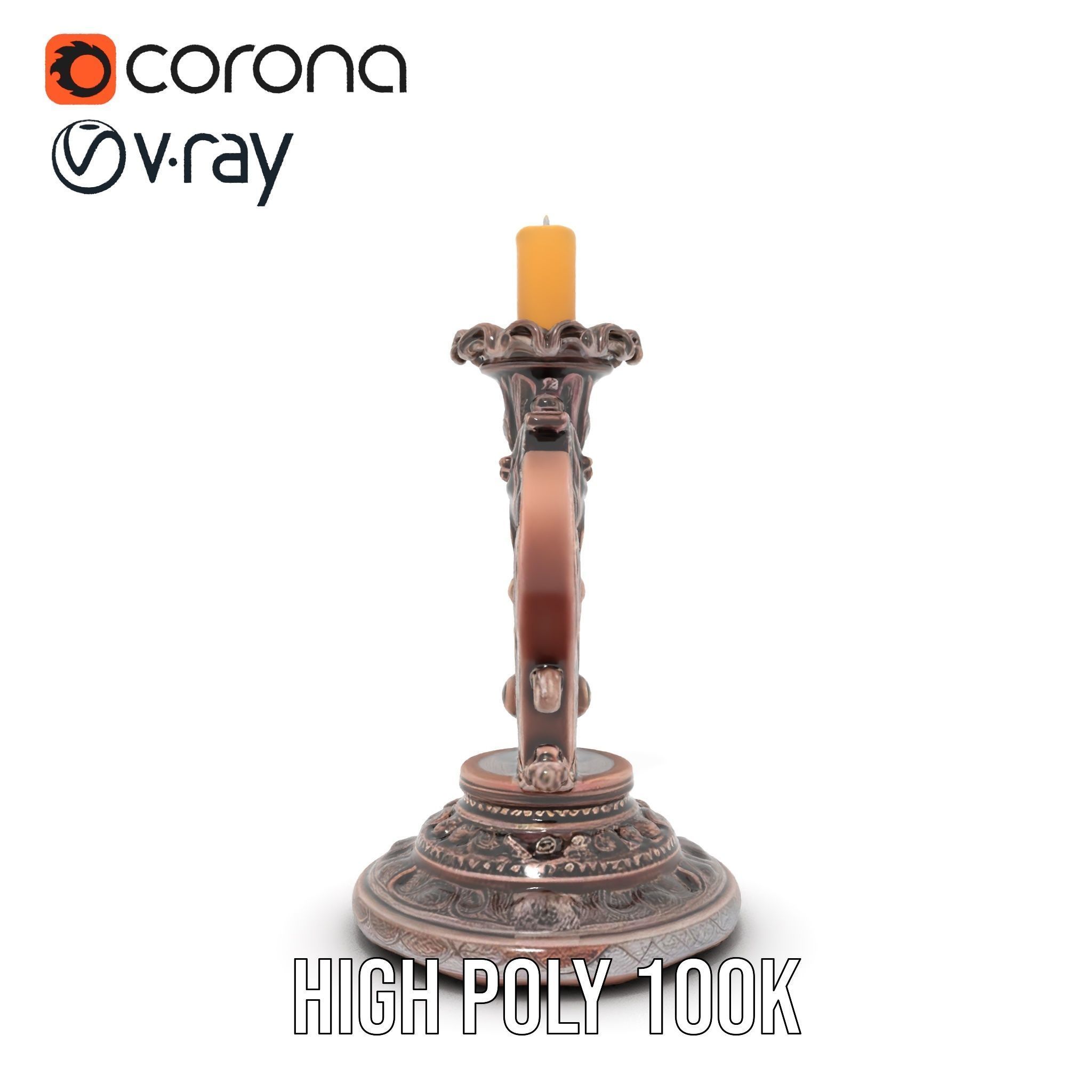 Ornate Candleholder D Model Pack Low-poly 3D model_29