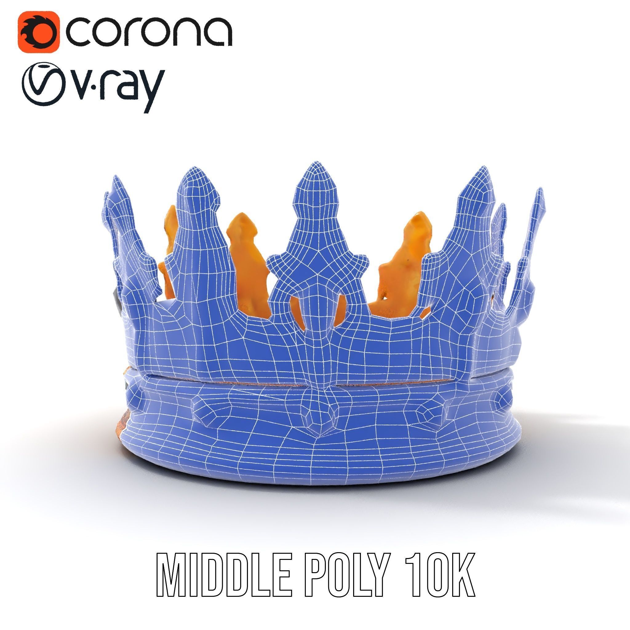 Regal Gold Crown Model Pack with Jewel Inlays Low-poly 3D model_29