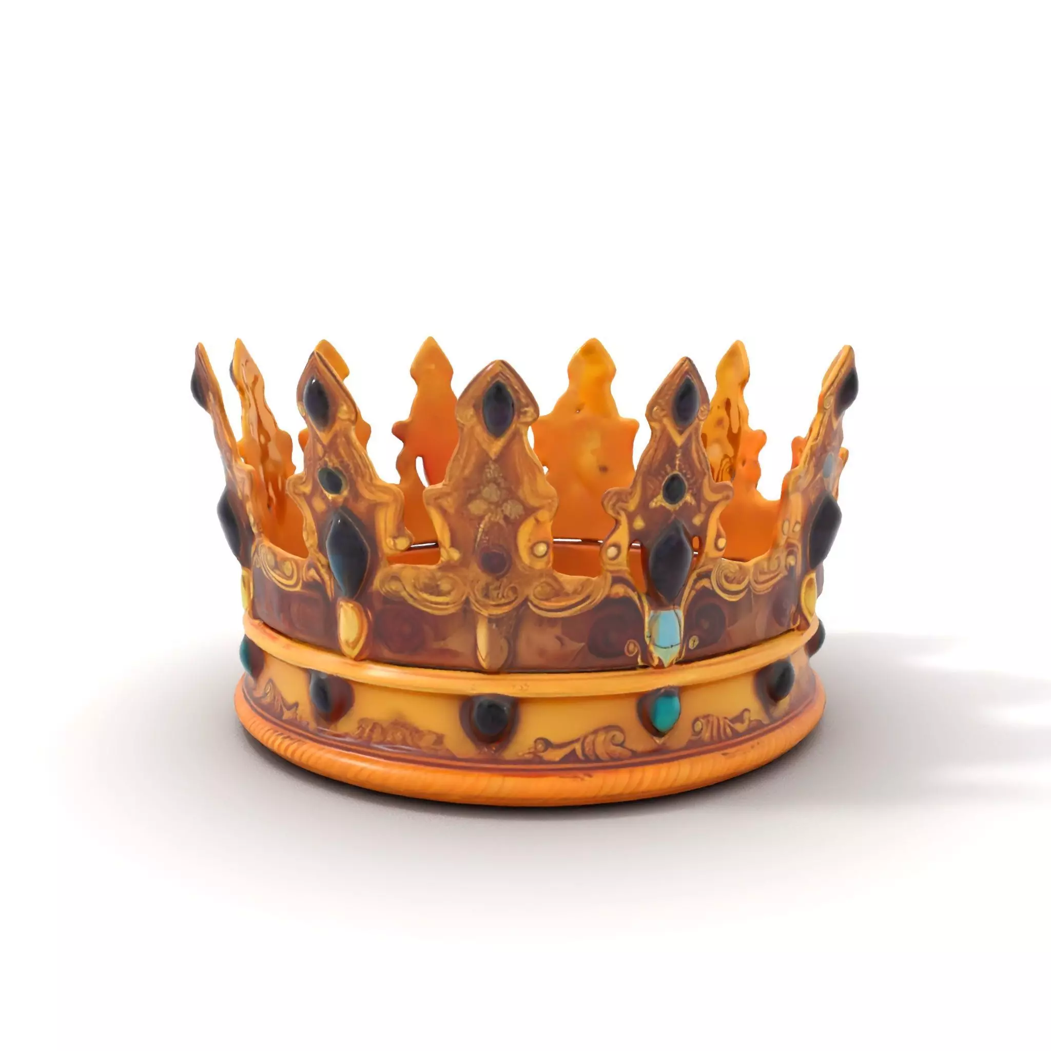 Regal Gold Crown Model Pack with Jewel Inlays Low-poly 3D model_0