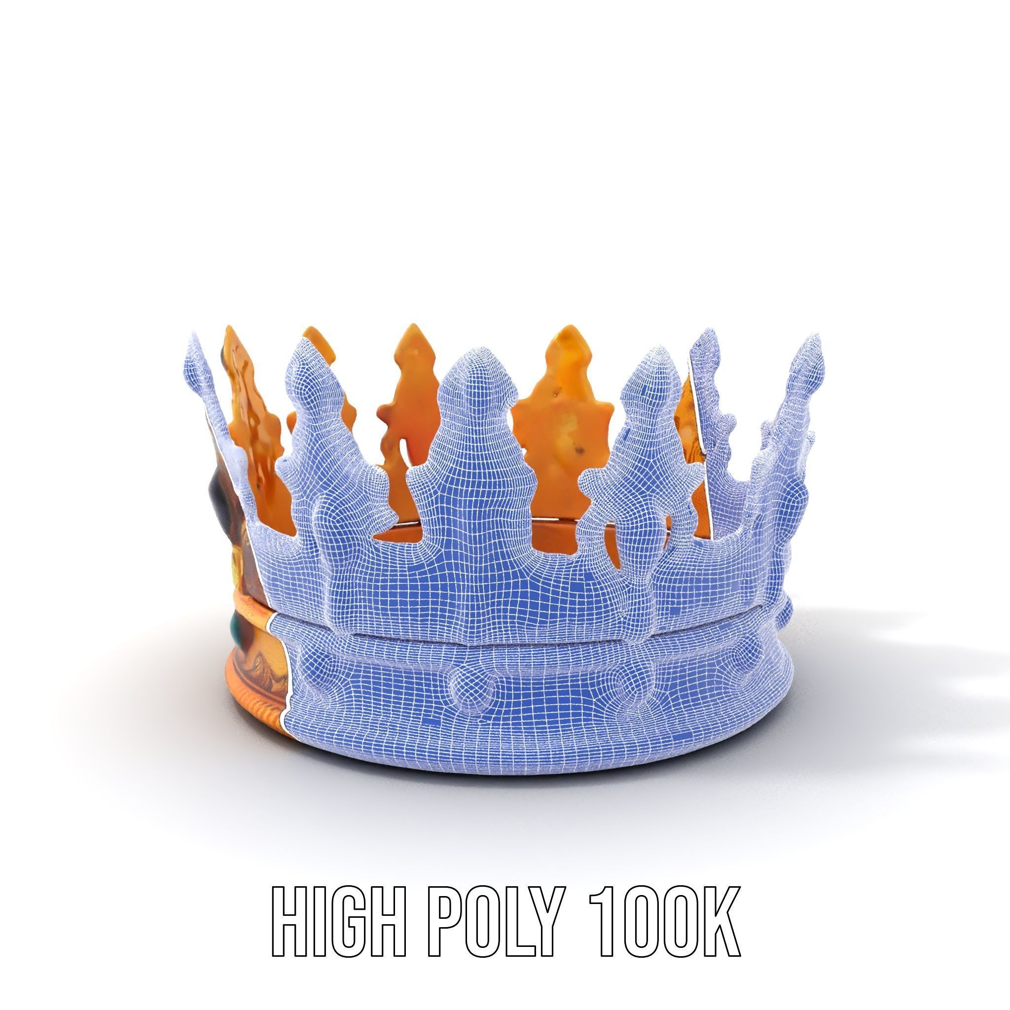 Regal Gold Crown Model Pack with Jewel Inlays Low-poly 3D model_4