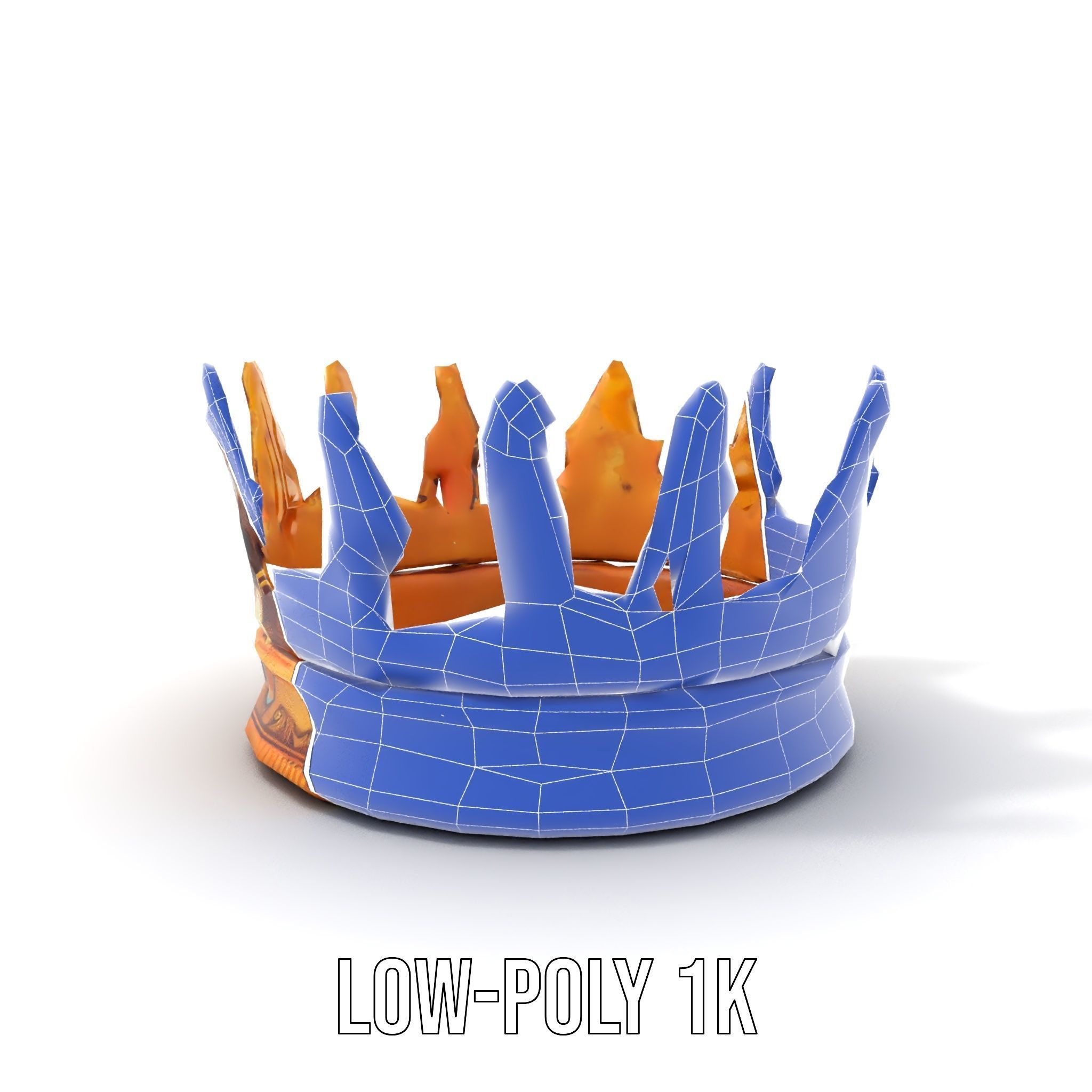 Regal Gold Crown Model Pack with Jewel Inlays Low-poly 3D model_25