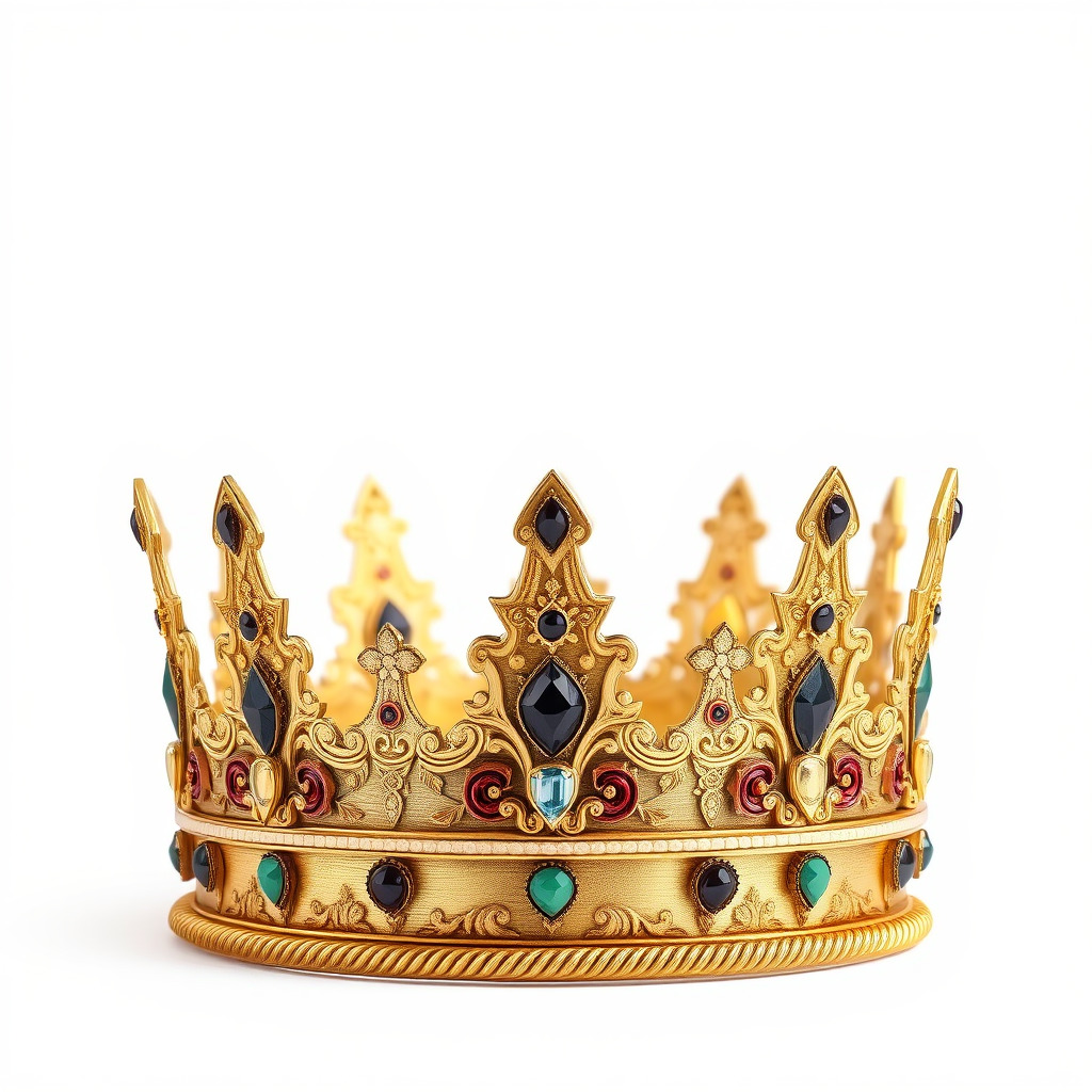 Regal Gold Crown Model Pack with Jewel Inlays Low-poly 3D model_2