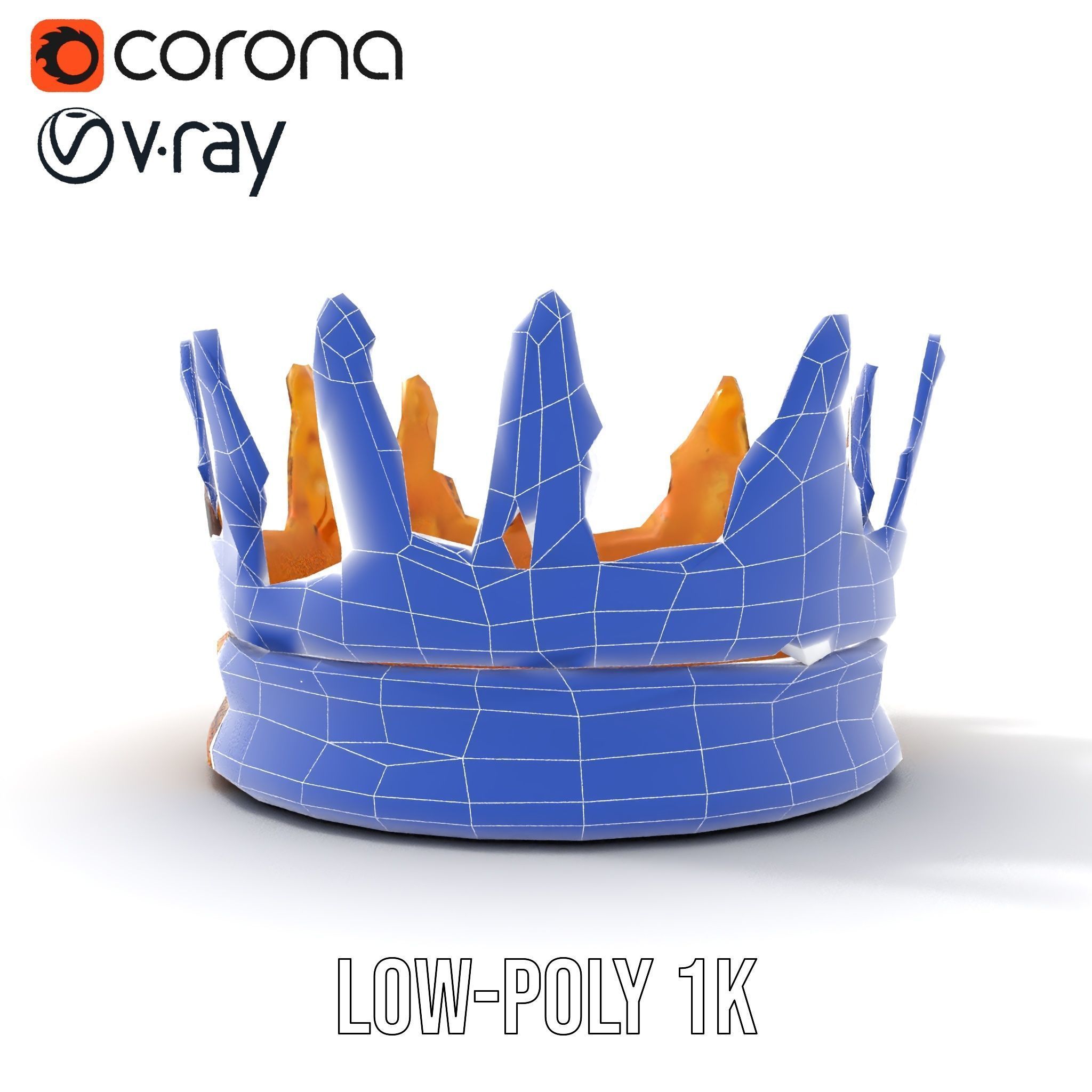 Regal Gold Crown Model Pack with Jewel Inlays Low-poly 3D model_30