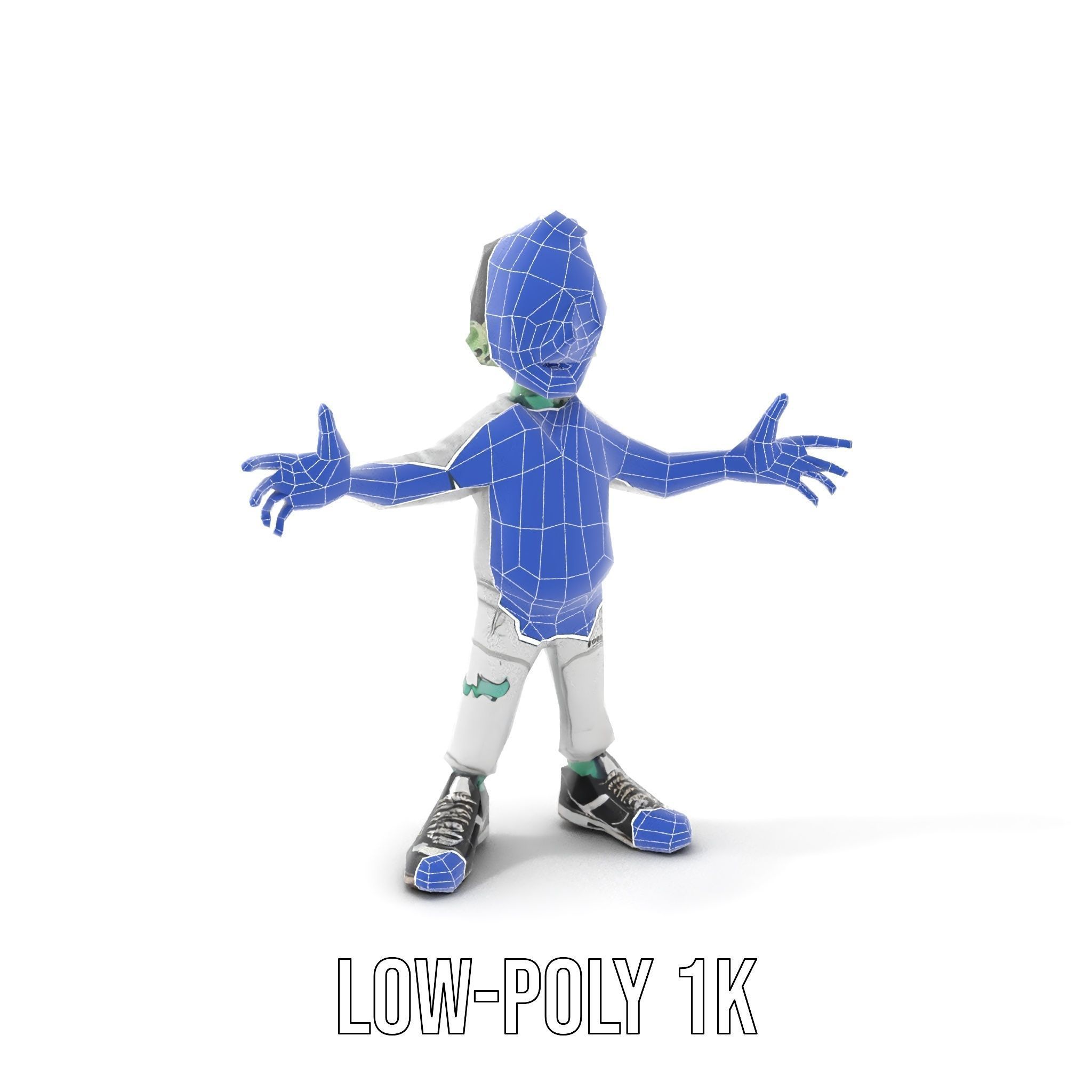 Zombie Cartoon Character Model Rigged and Animated Low-poly 3D model_10