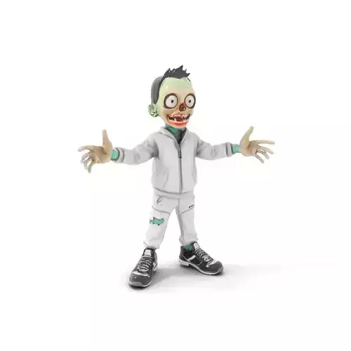 Zombie Cartoon Character Model Rigged and Animated Low-poly 3D model