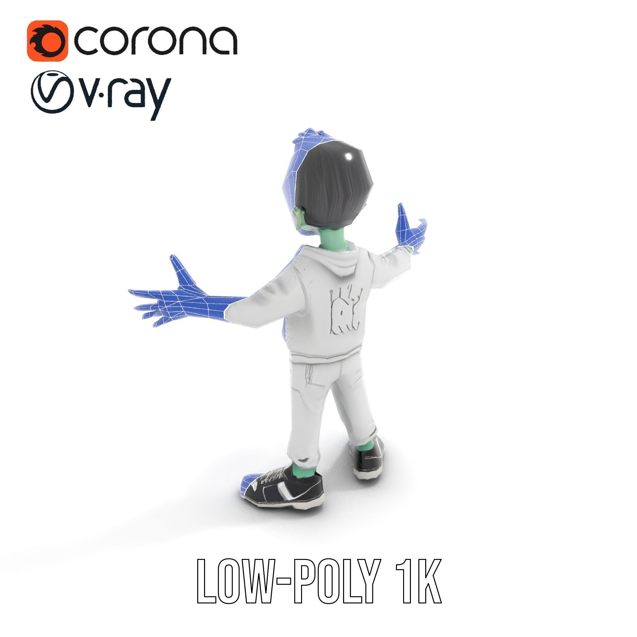 Zombie Cartoon Character Model Rigged and Animated Low-poly 3D model_25