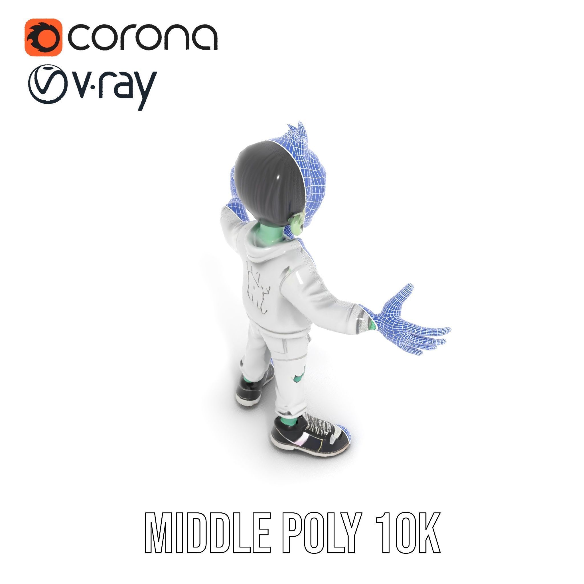 Zombie Cartoon Character Model Rigged and Animated Low-poly 3D model_29