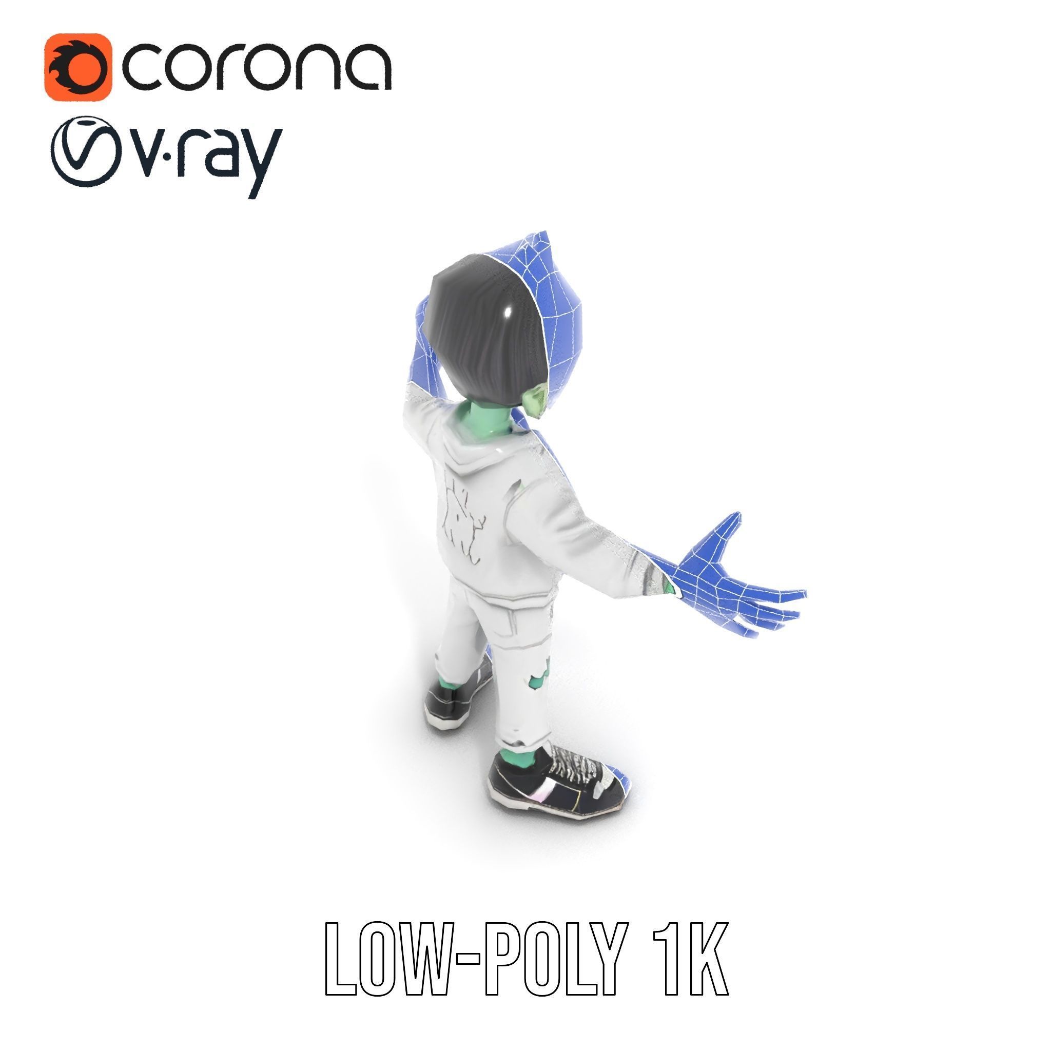 Zombie Cartoon Character Model Rigged and Animated Low-poly 3D model_30