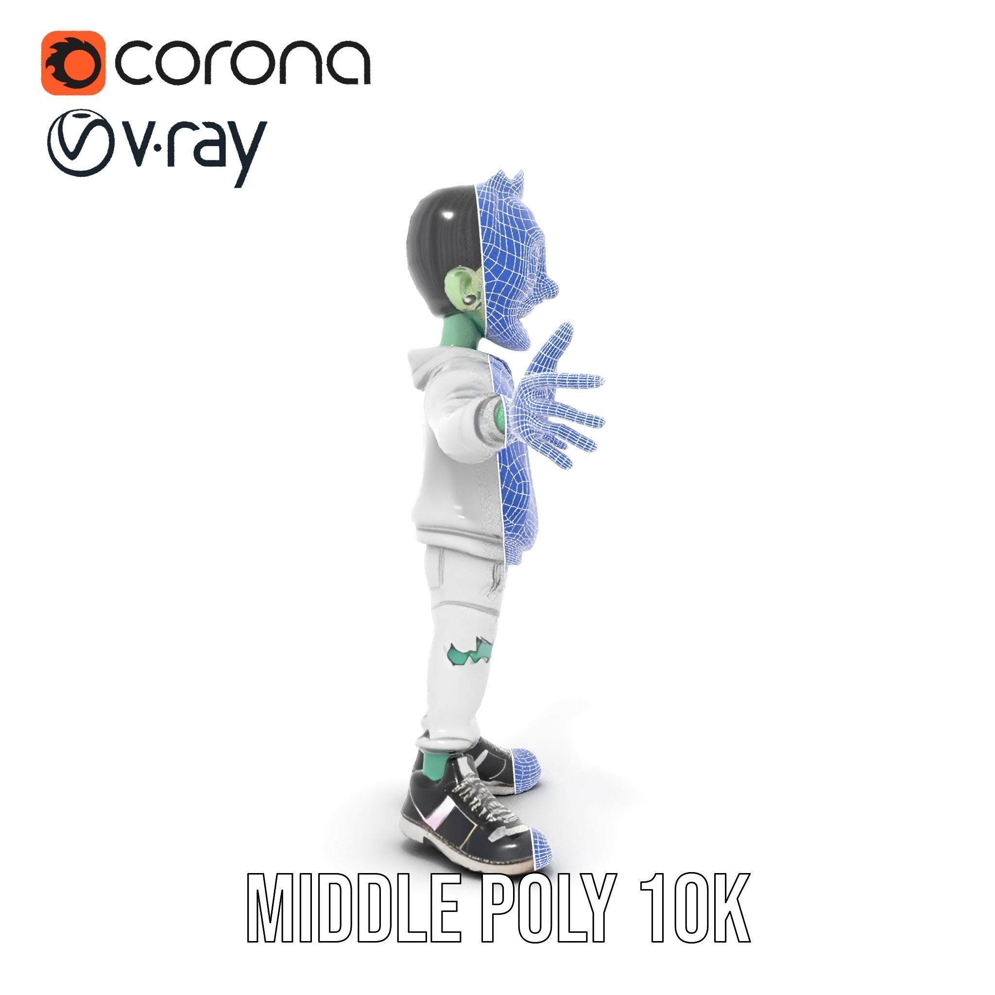 Zombie Cartoon Character Model Rigged and Animated Low-poly 3D model_32