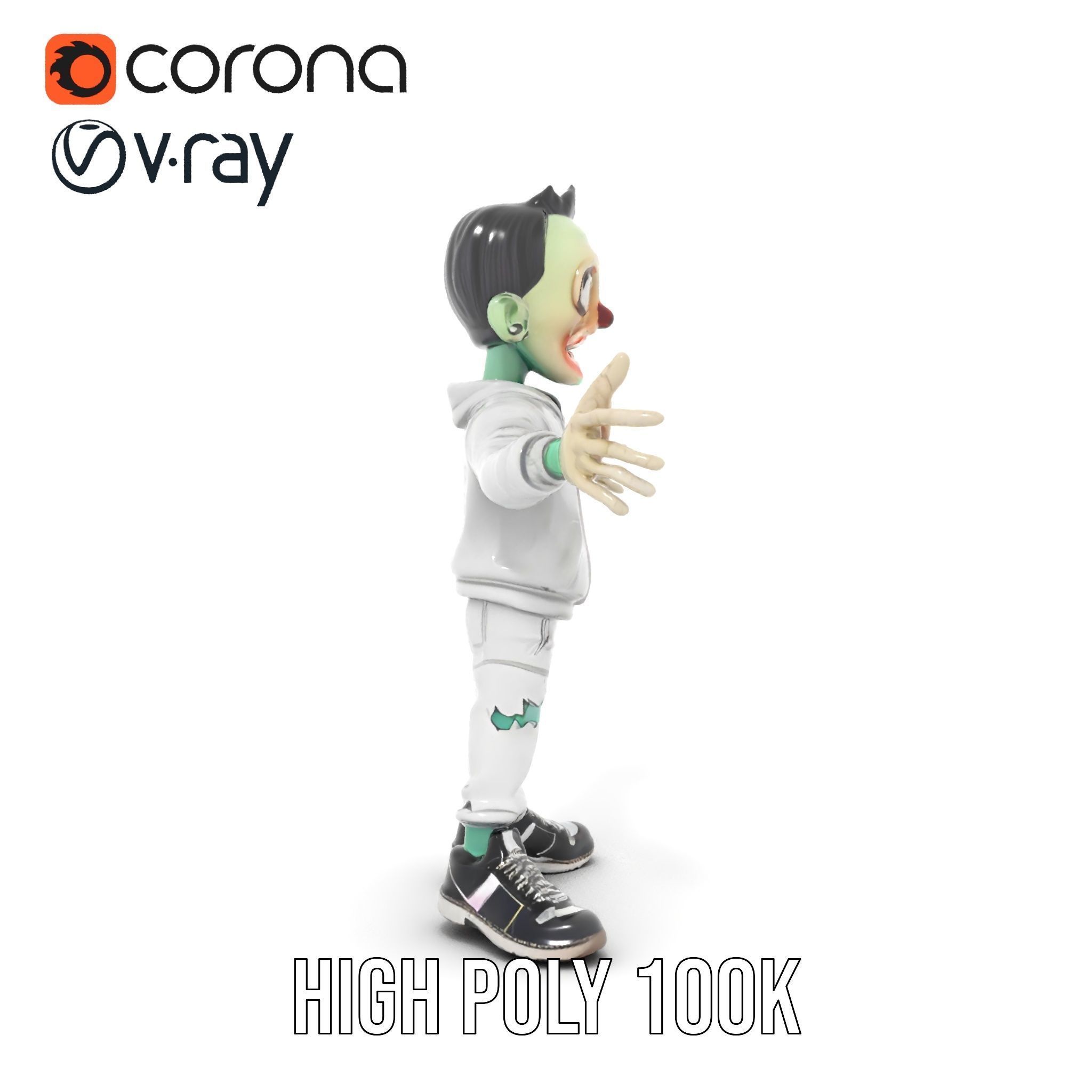 Zombie Cartoon Character Model Rigged and Animated Low-poly 3D model_20