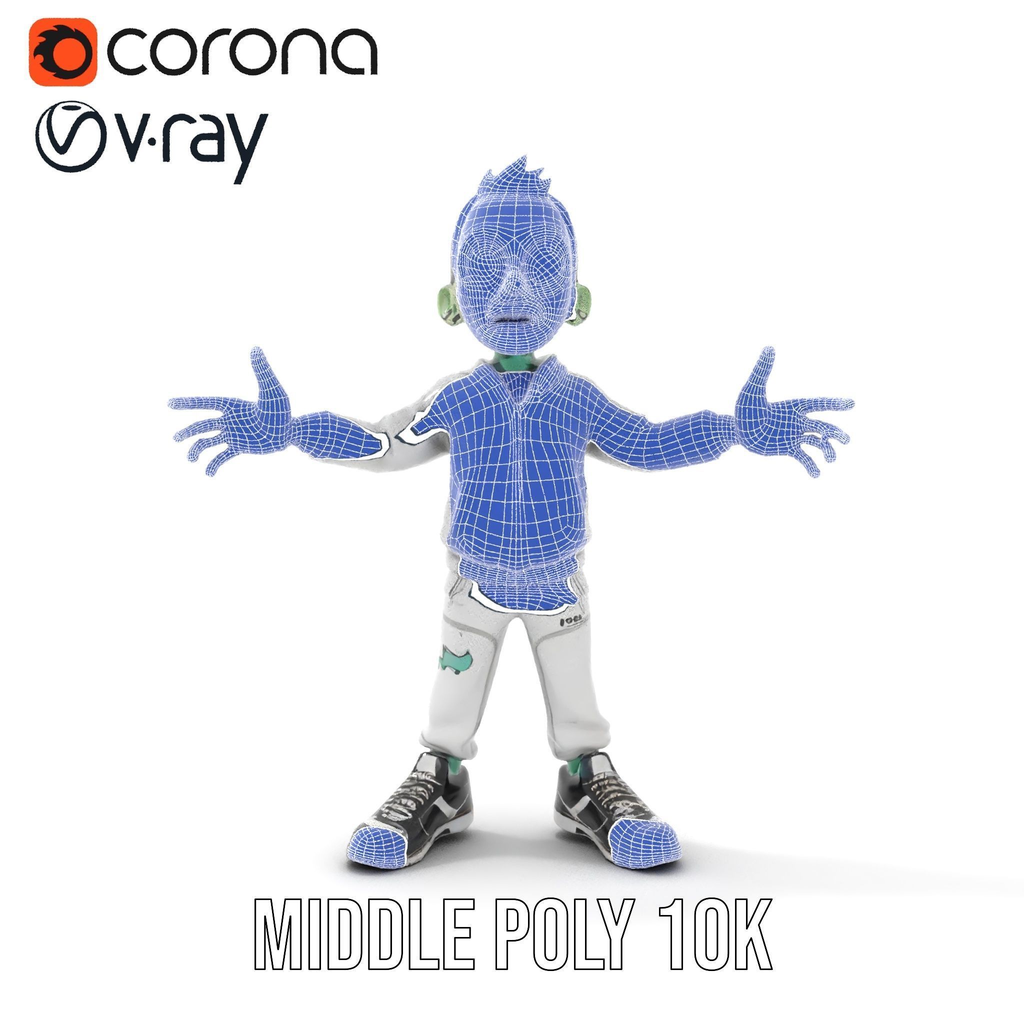 Zombie Cartoon Character Model Rigged and Animated Low-poly 3D model_34