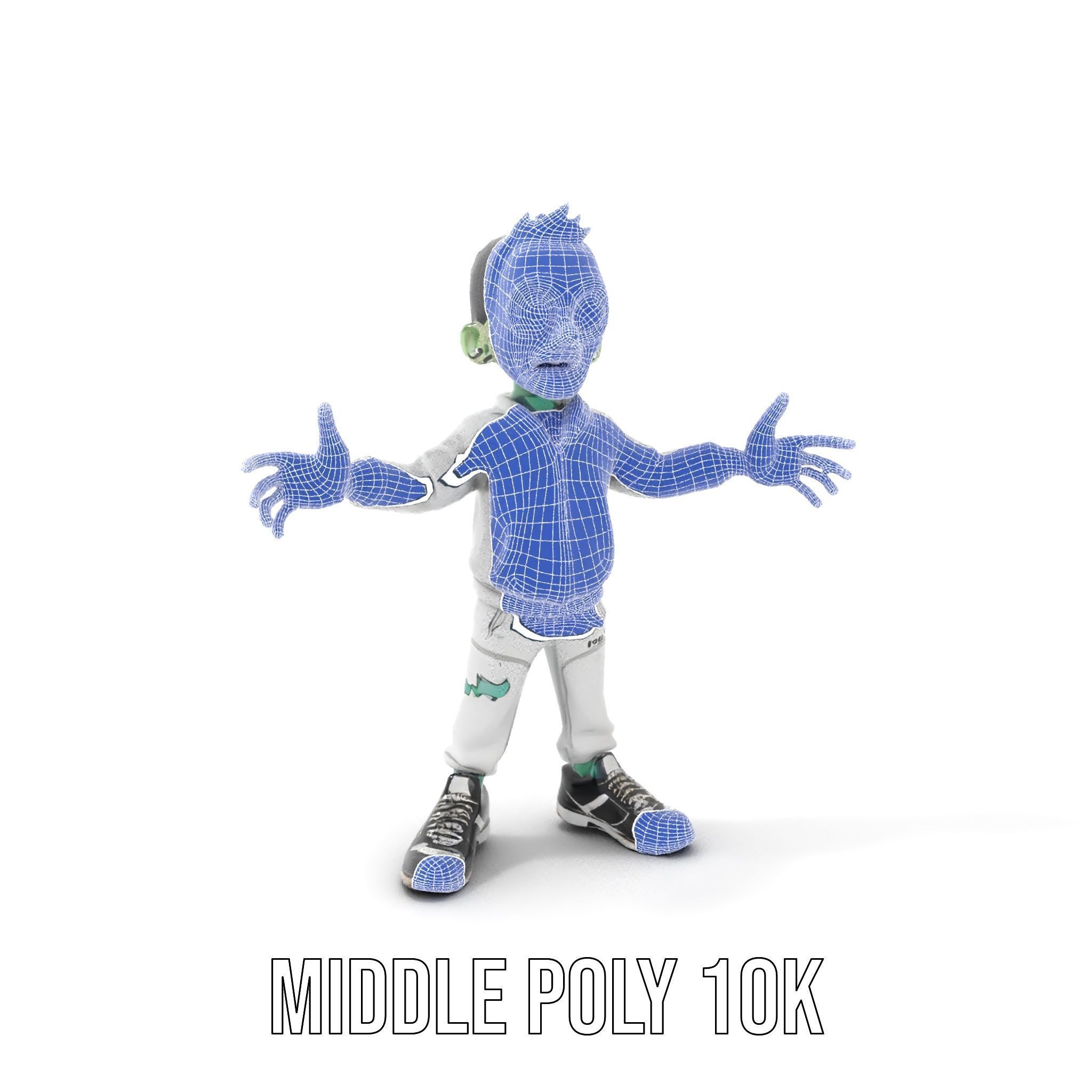 Zombie Cartoon Character Model Rigged and Animated Low-poly 3D model_15