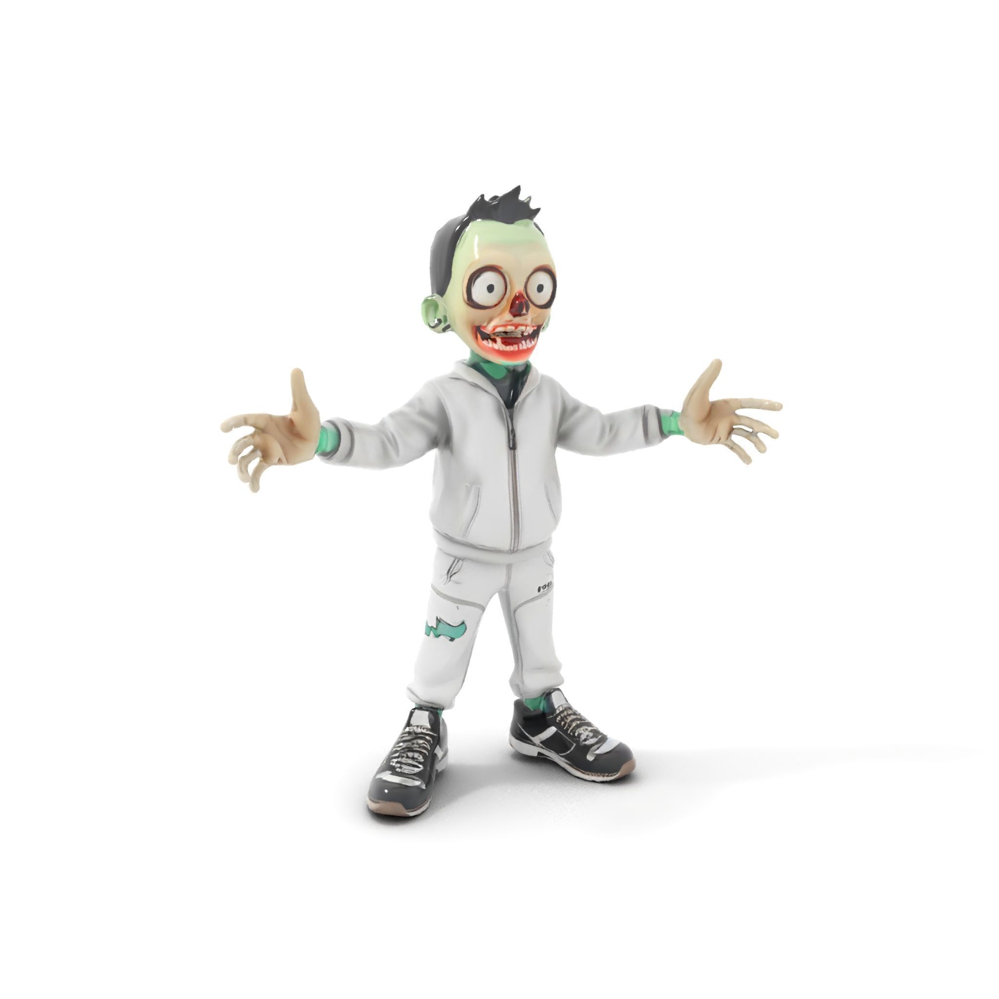 Zombie Cartoon Character Model Rigged and Animated Low-poly 3D model_24