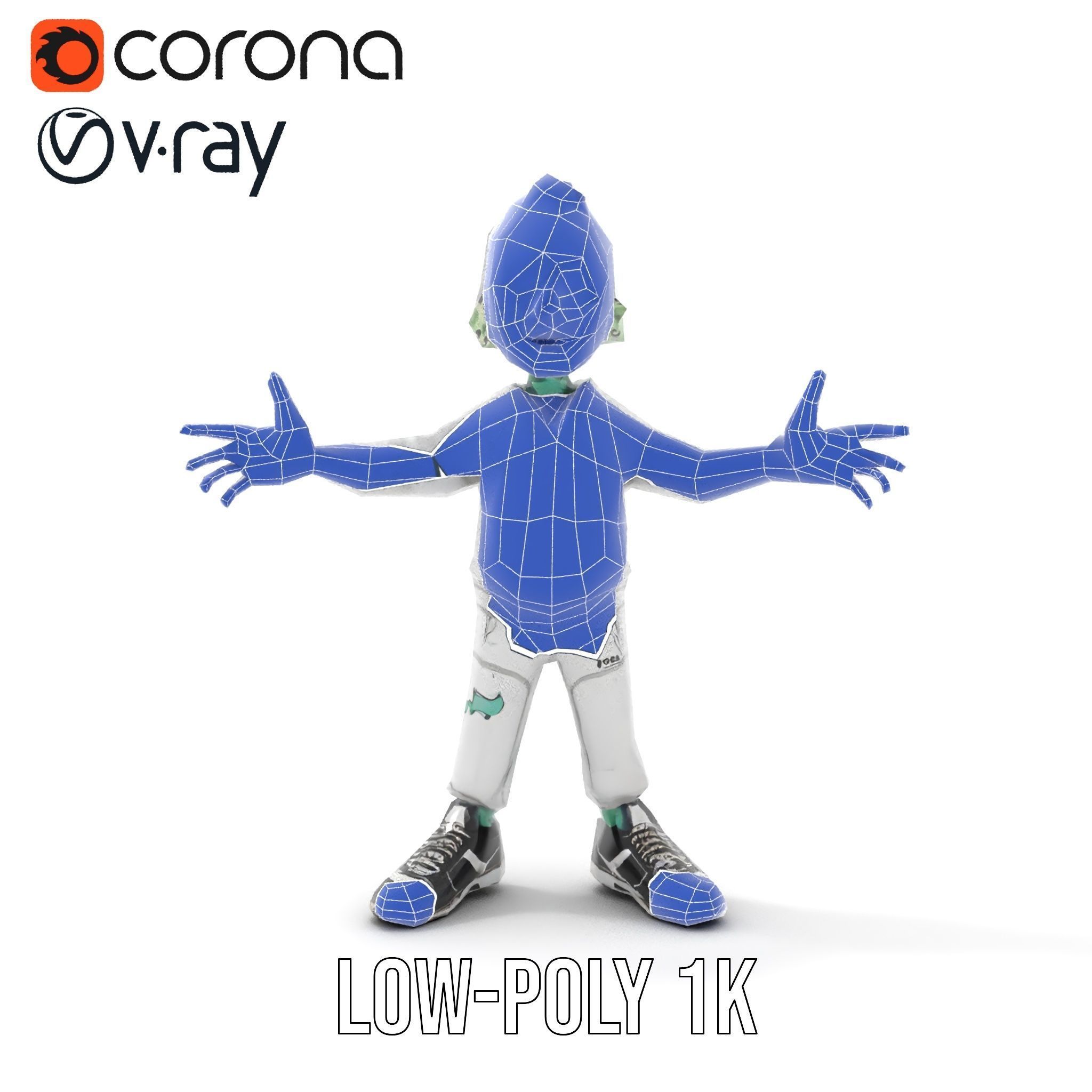 Zombie Cartoon Character Model Rigged and Animated Low-poly 3D model_22