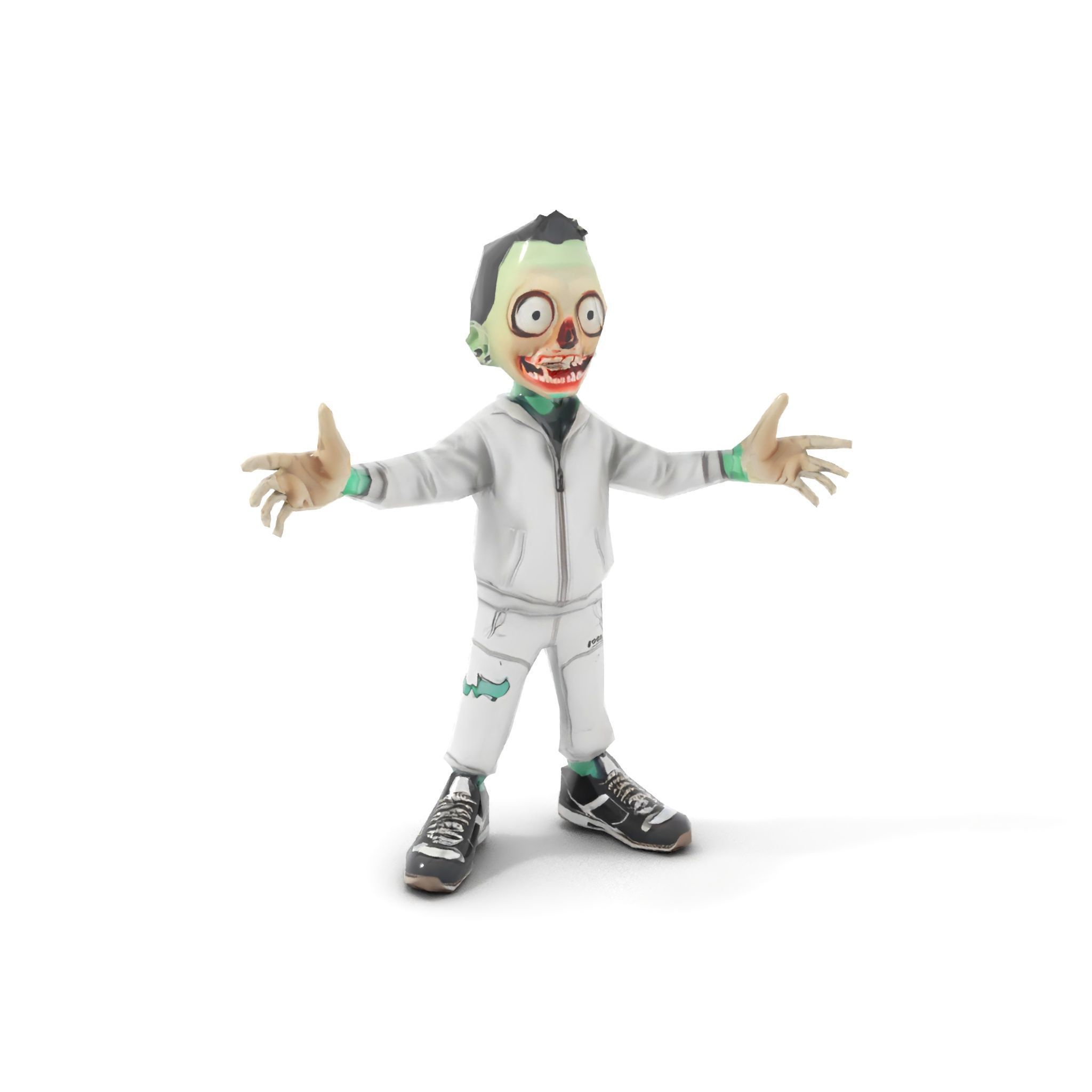 Zombie Cartoon Character Model Rigged and Animated Low-poly 3D model_13