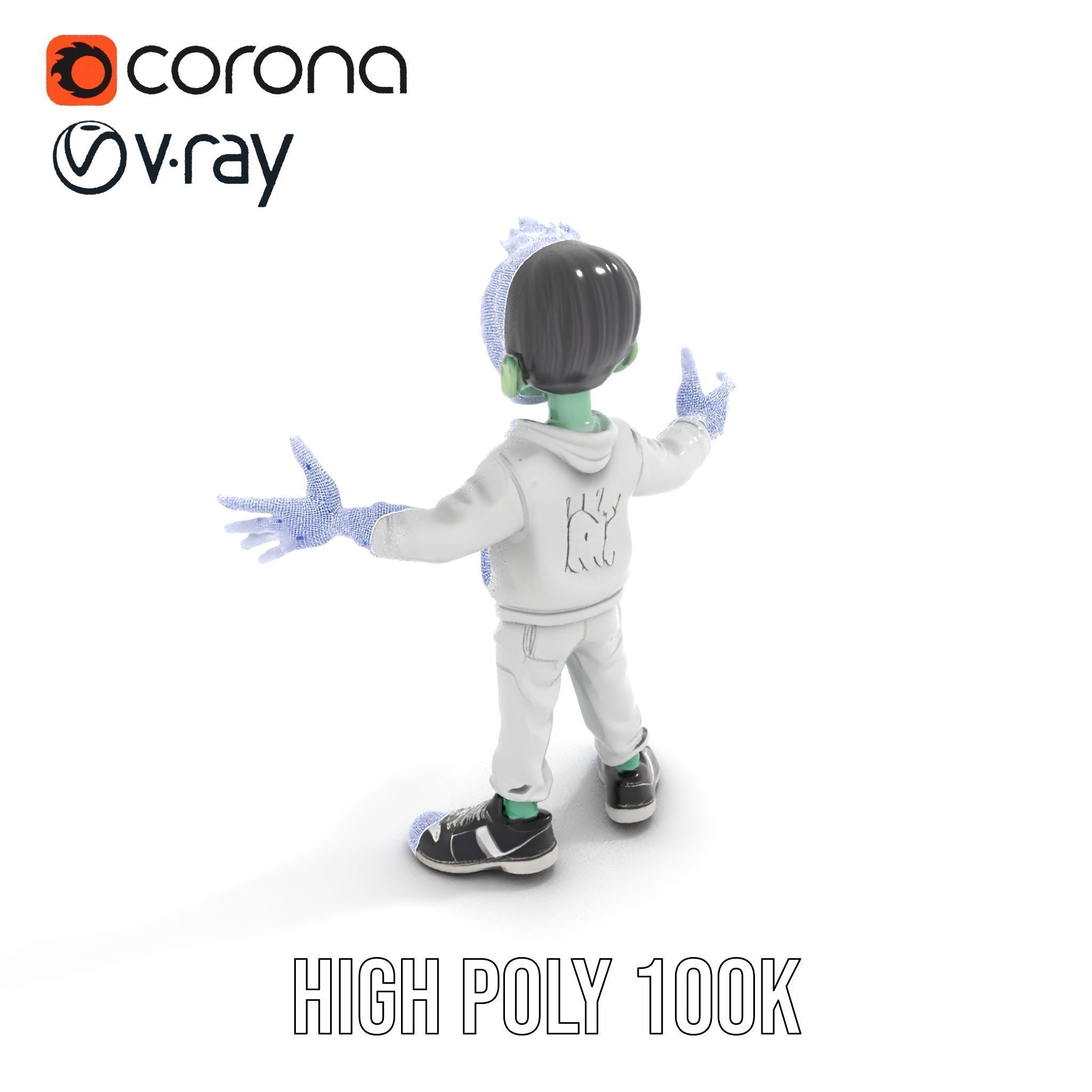 Zombie Cartoon Character Model Rigged and Animated Low-poly 3D model_31