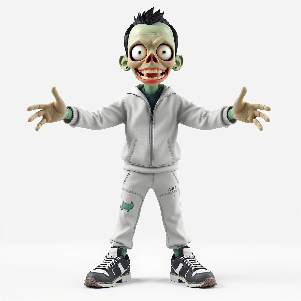 Zombie Cartoon Character Model Rigged and Animated Low-poly 3D model_2