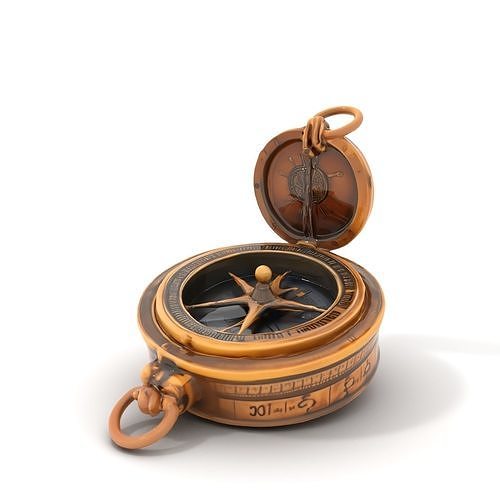 Antique Brass Compass Model Pack for Navigation Simulations Low-poly 3D model