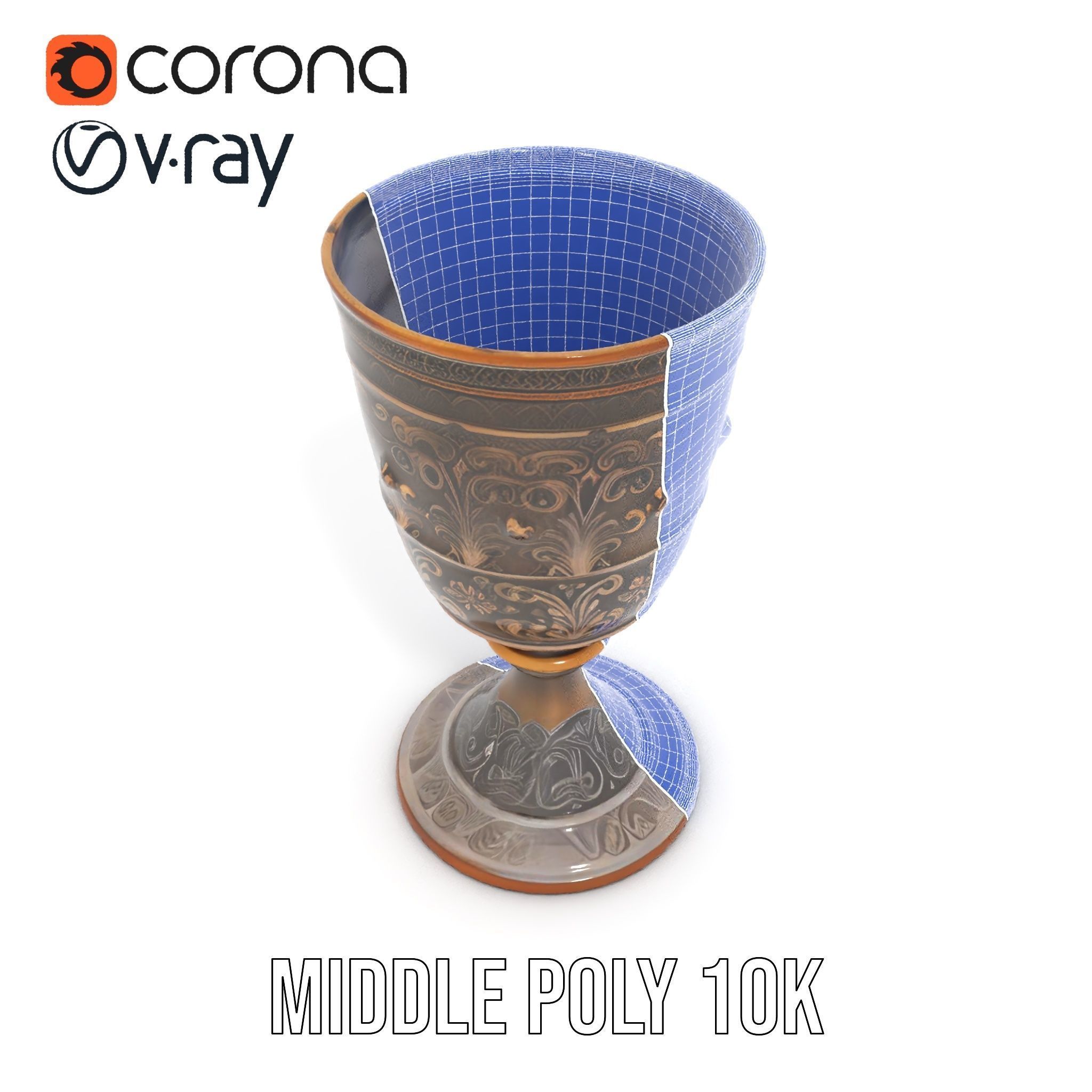 Medieval Ornate Goblet model pack Low-poly 3D model_21