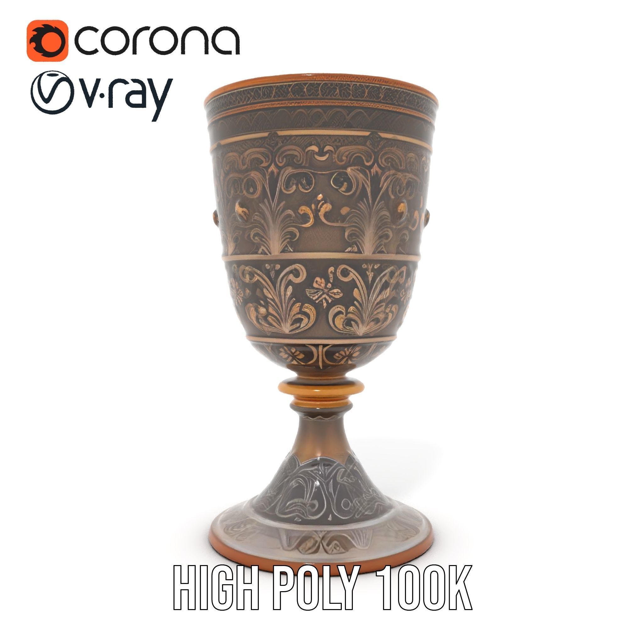 Medieval Ornate Goblet model pack Low-poly 3D model_34