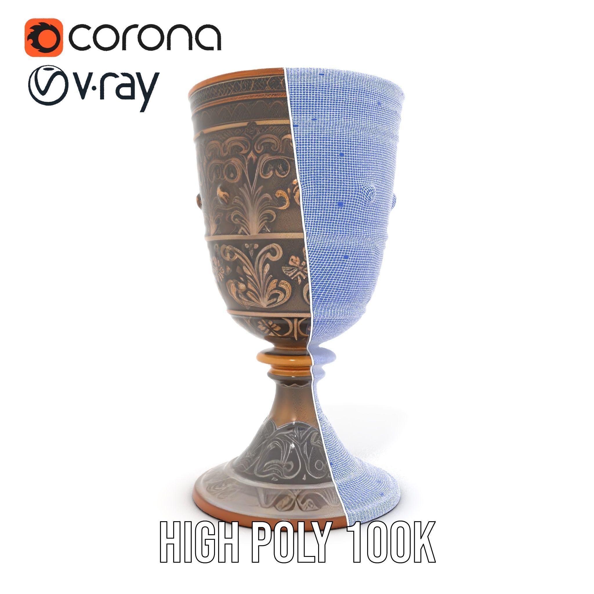 Medieval Ornate Goblet model pack Low-poly 3D model_33