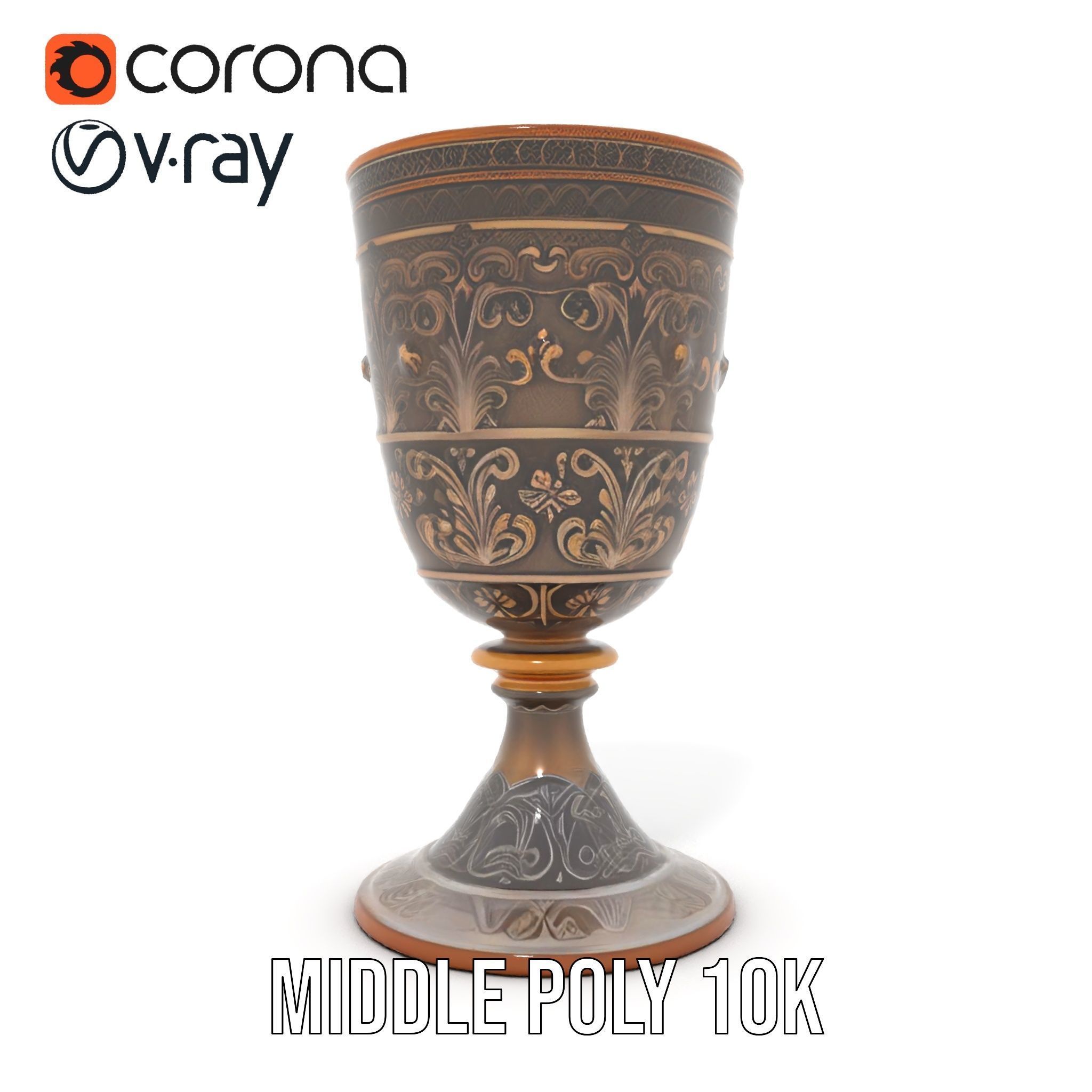 Medieval Ornate Goblet model pack Low-poly 3D model_16
