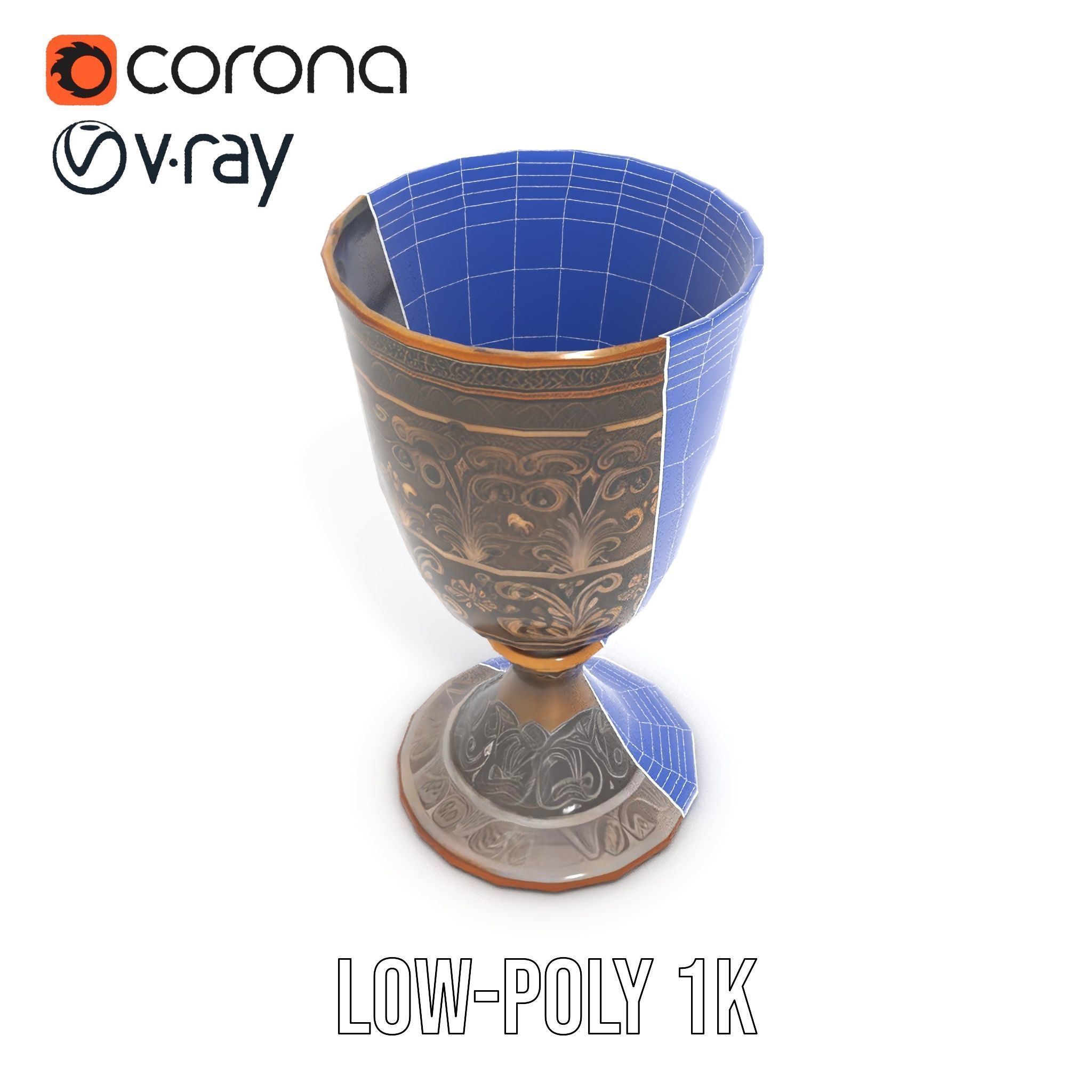 Medieval Ornate Goblet model pack Low-poly 3D model_24