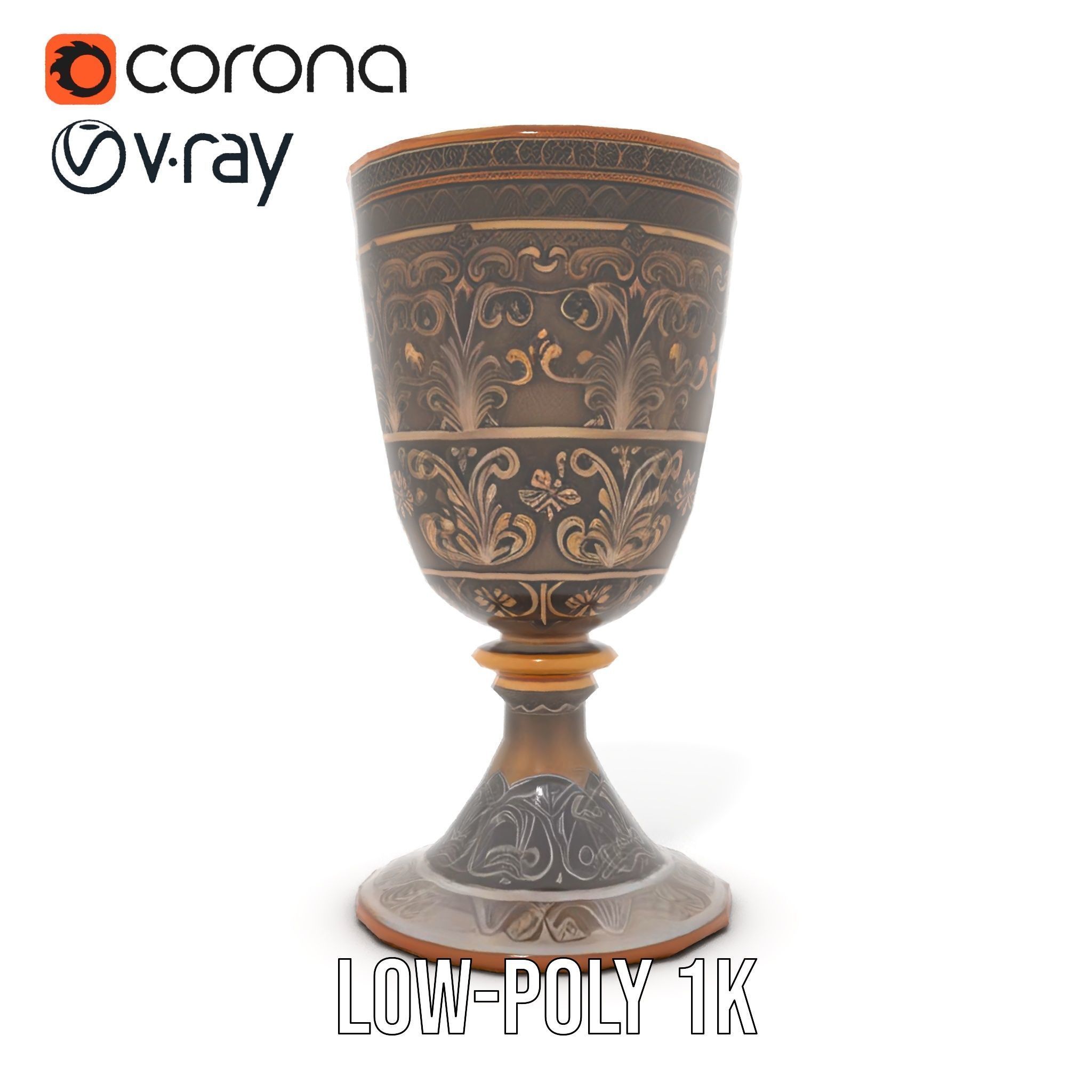 Medieval Ornate Goblet model pack Low-poly 3D model_22