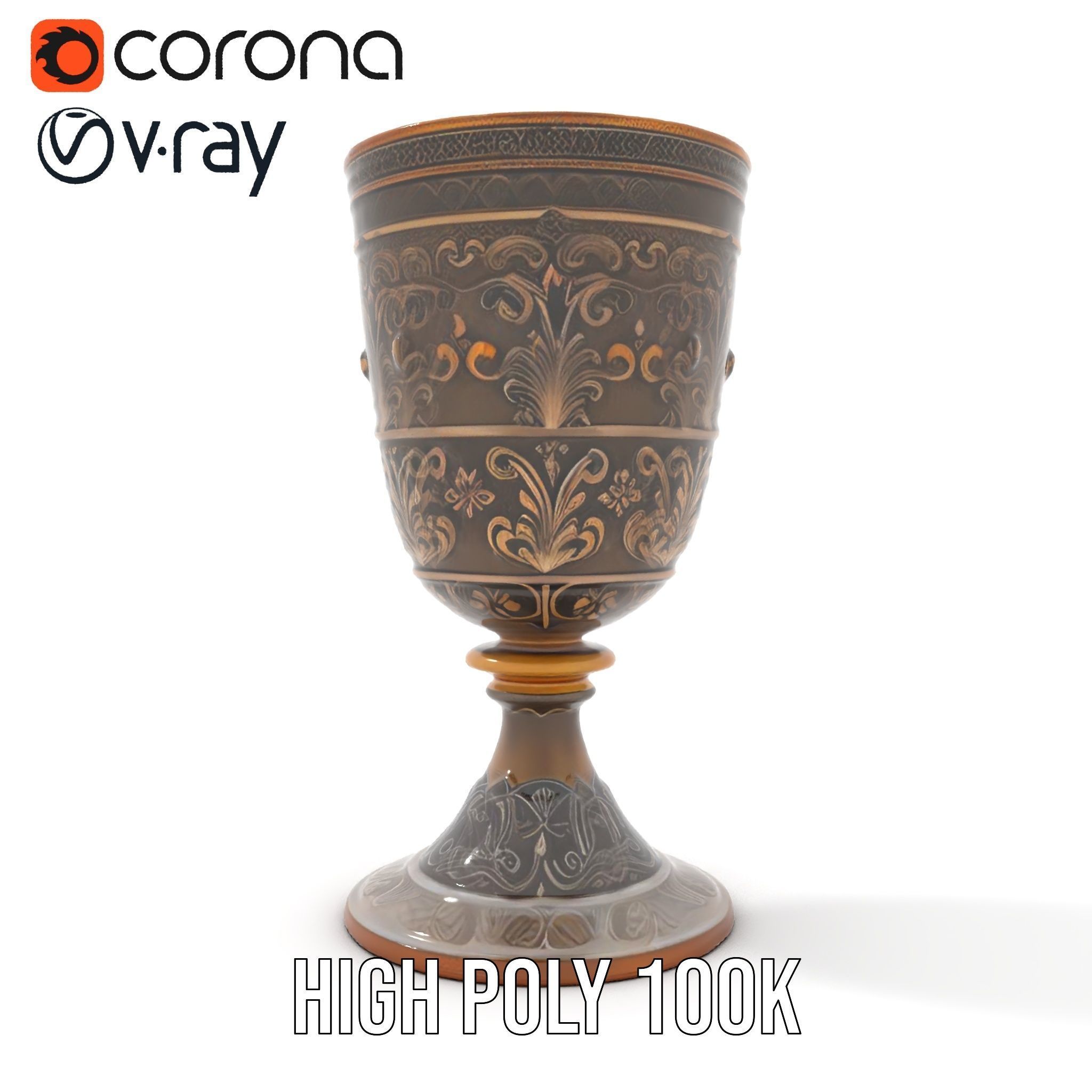Medieval Ornate Goblet model pack Low-poly 3D model_31